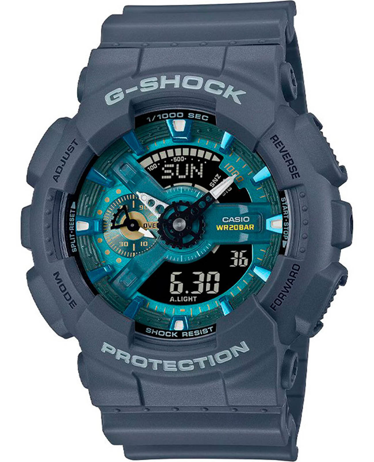 Casio Casio G-Shock GA-110AS-2A GA-110 GA-110AS-2A электронные мужские часы синий циферблат, браслет пластик — вид спереди
