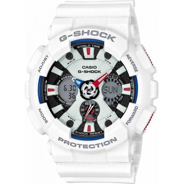 Casio Casio G-Shock GA-120TR-7A GA GA-120TR-7A электронные мужские часы белый циферблат, браслет пластик — вид спереди