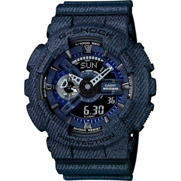 Casio Casio G-Shock GA-110DC-1A GA-110 GA-110DC-1A электронные мужские часы синий циферблат, браслет пластик — вид спереди