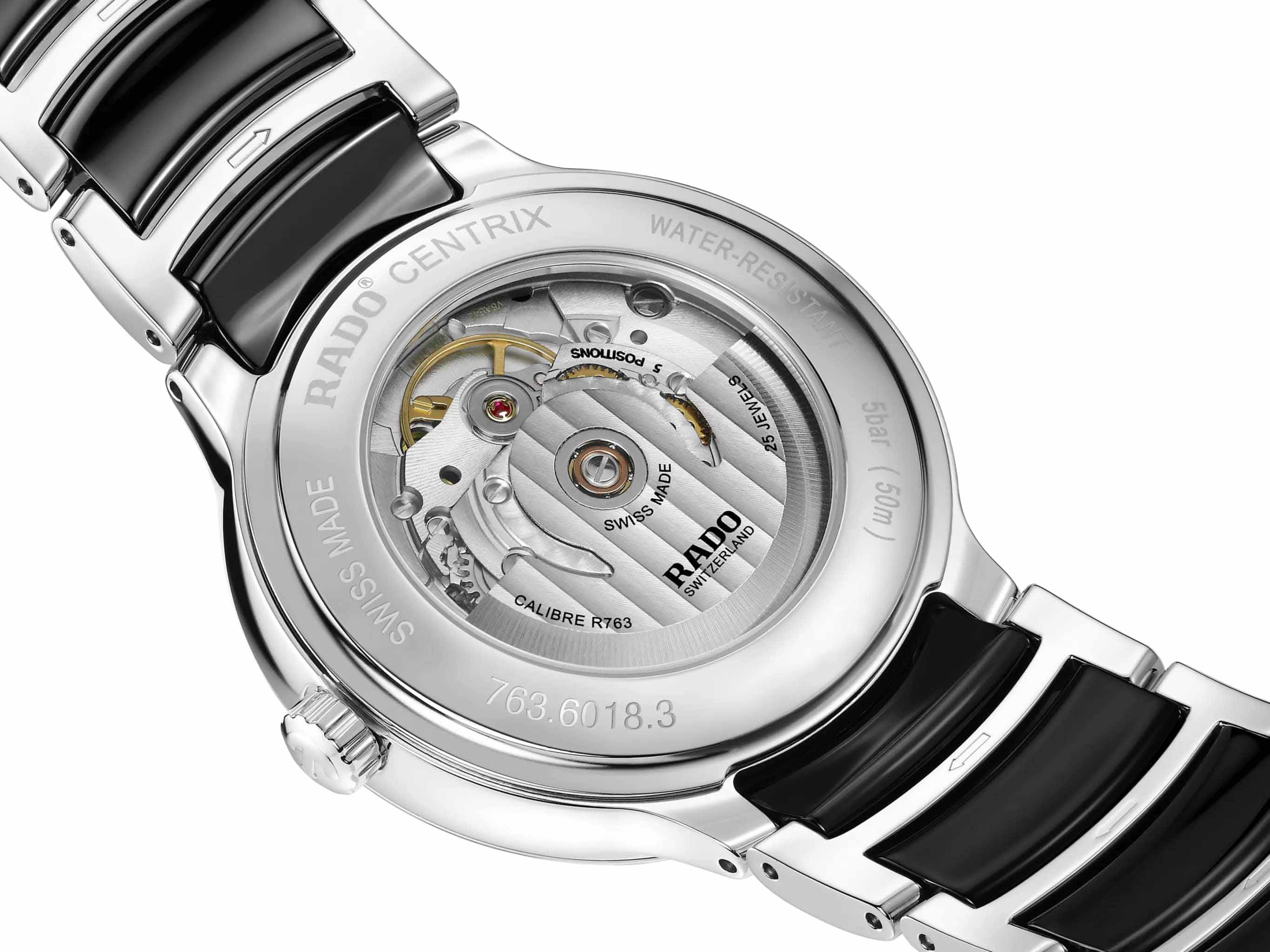 Rado Rado Centrix Automatic R30018712, centrix швейцария мужские часы на браслете сталь + высокотехнологичная плазменная керамика боковой вид