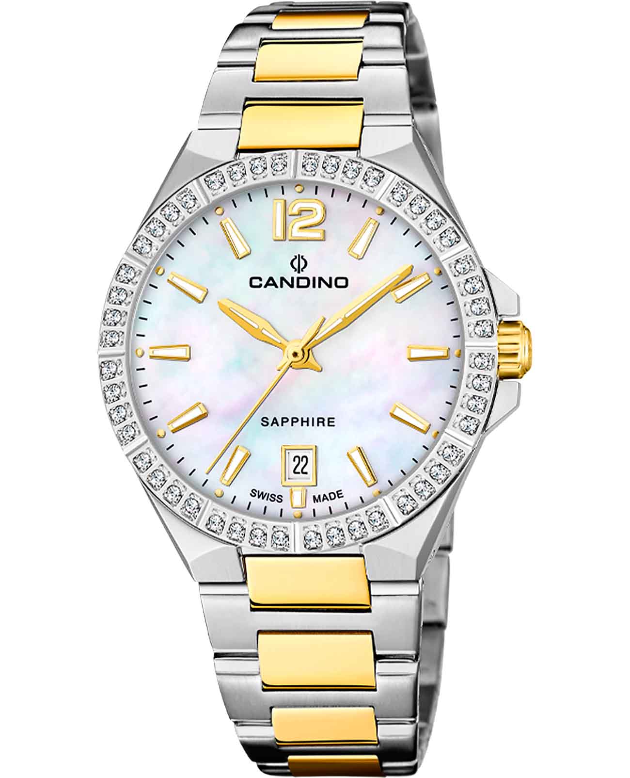 Candino Candino Lady Elegance Date C4761/A  C4761/A кварцевые женские часы перламутровый циферблат, браслет нержавеющая сталь с pvd-покрытием — вид спереди