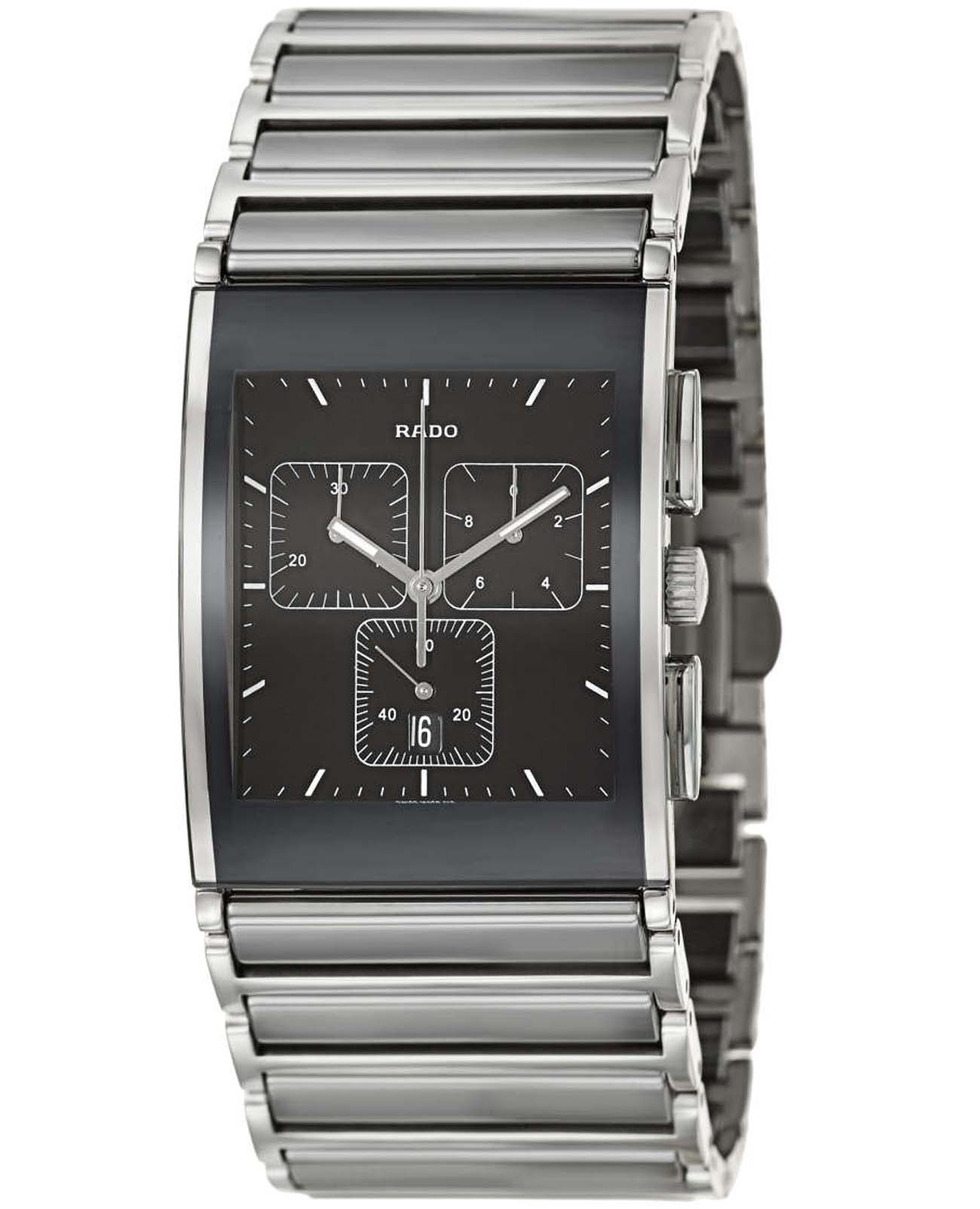 Rado Rado Integral R20849159  R20849159 кварцевые мужские часы черный циферблат, браслет сталь + ceramos™ — вид спереди