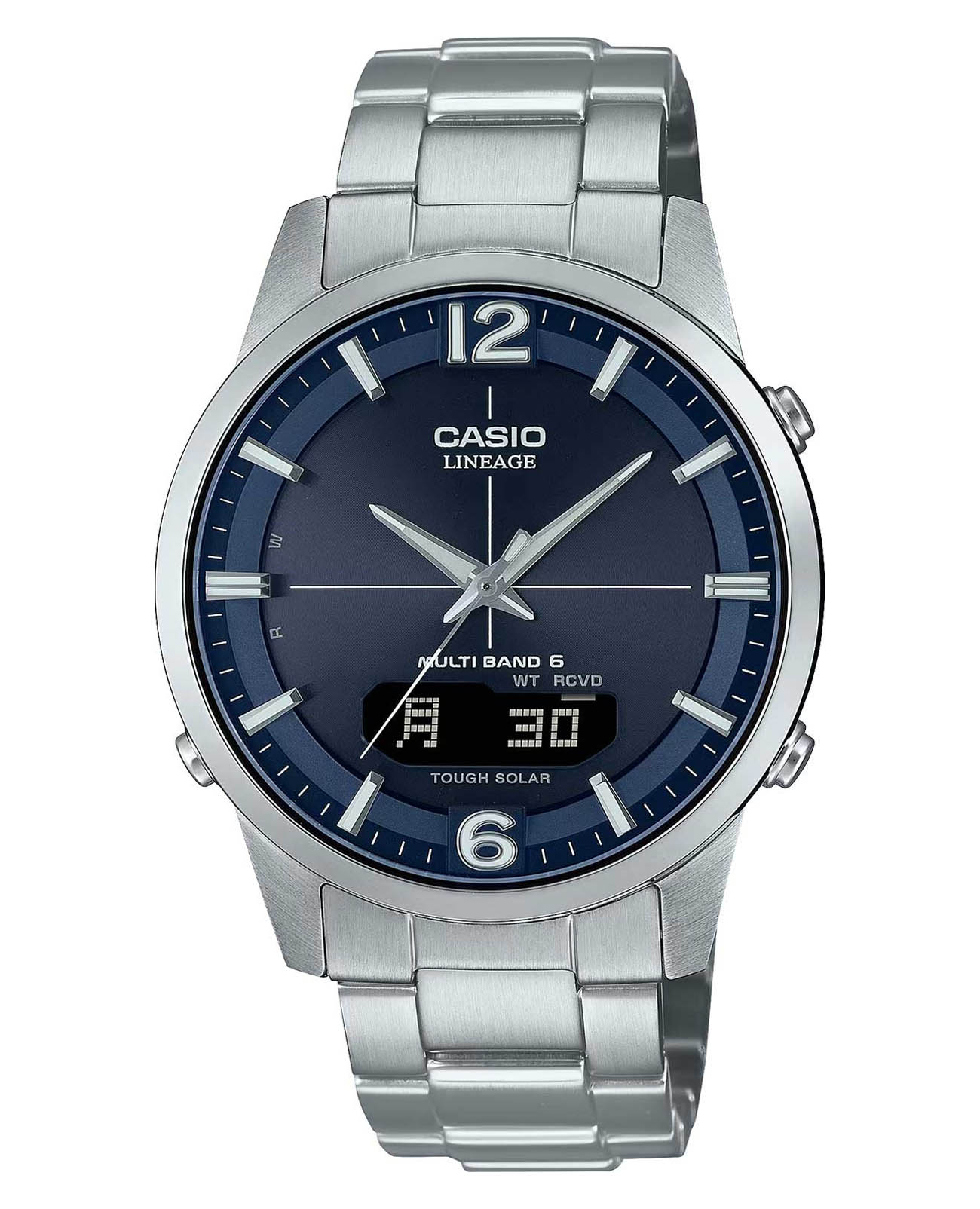 Casio Casio Radio Controlled LCW-M170D-2AER  LCW-M170D-2AER кварцевые мужские часы синий циферблат, браслет нержавеющая сталь — вид спереди