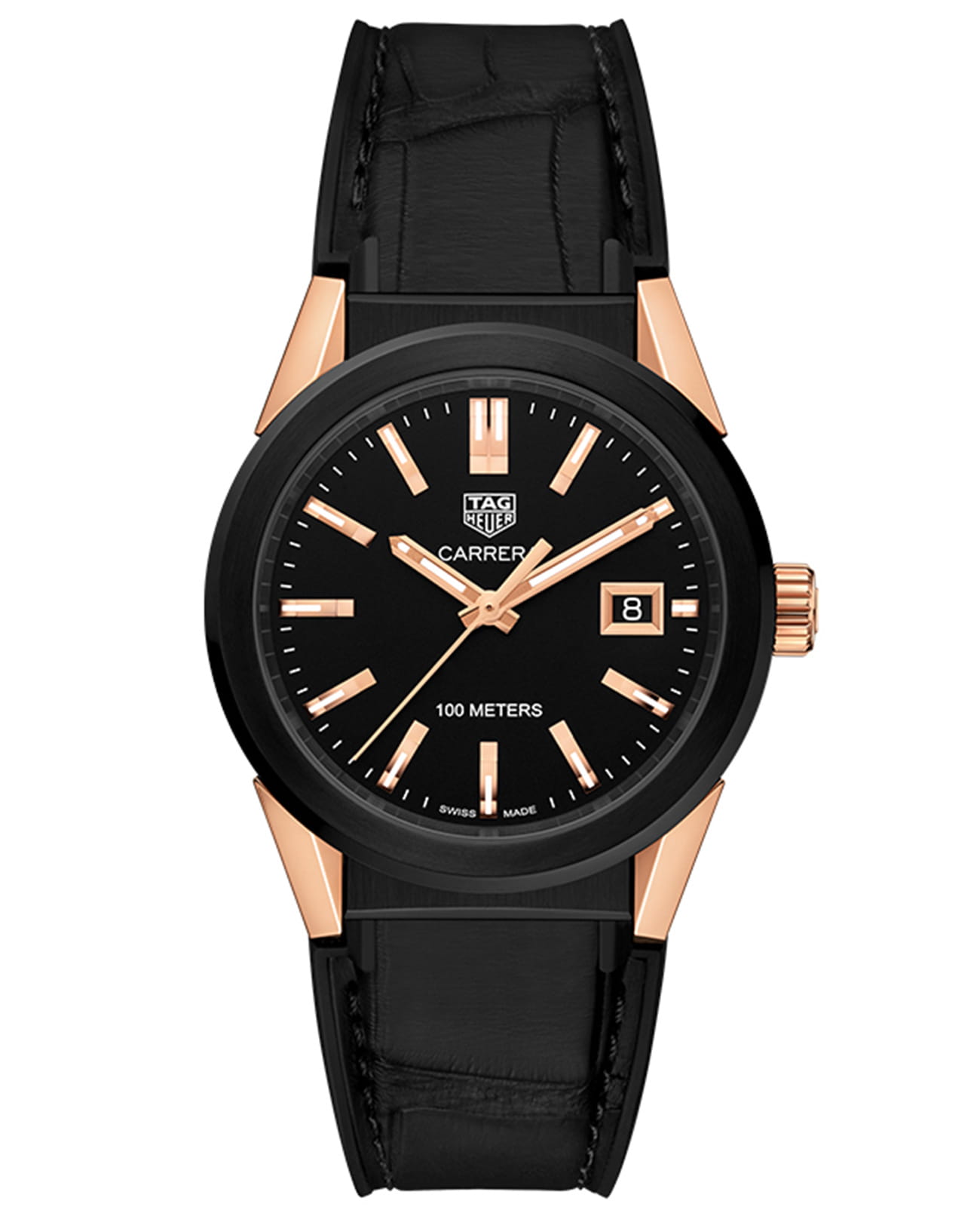 TAG Heuer TAG Heuer Carrera WBG1350.FC6418  WBG1350.FC6418 кварцевые женские часы черный циферблат, браслет кожаный — вид спереди