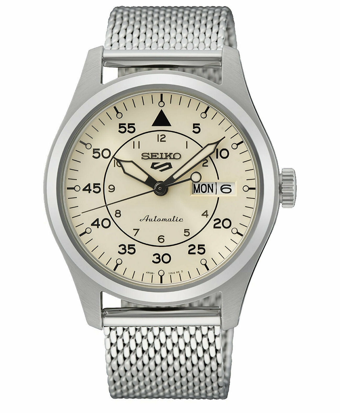 Seiko Seiko 5 Sports Field series SRPH21K1S Field SRPH21K1S механические мужские часы бежевый циферблат, браслет нержавеющая сталь — вид спереди