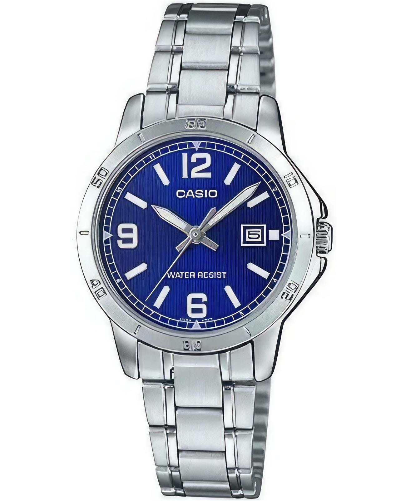 Casio Casio Collection LTP-V004D-2B  LTP-V004D-2B кварцевые женские часы черный циферблат, браслет нержавеющая сталь — вид спереди