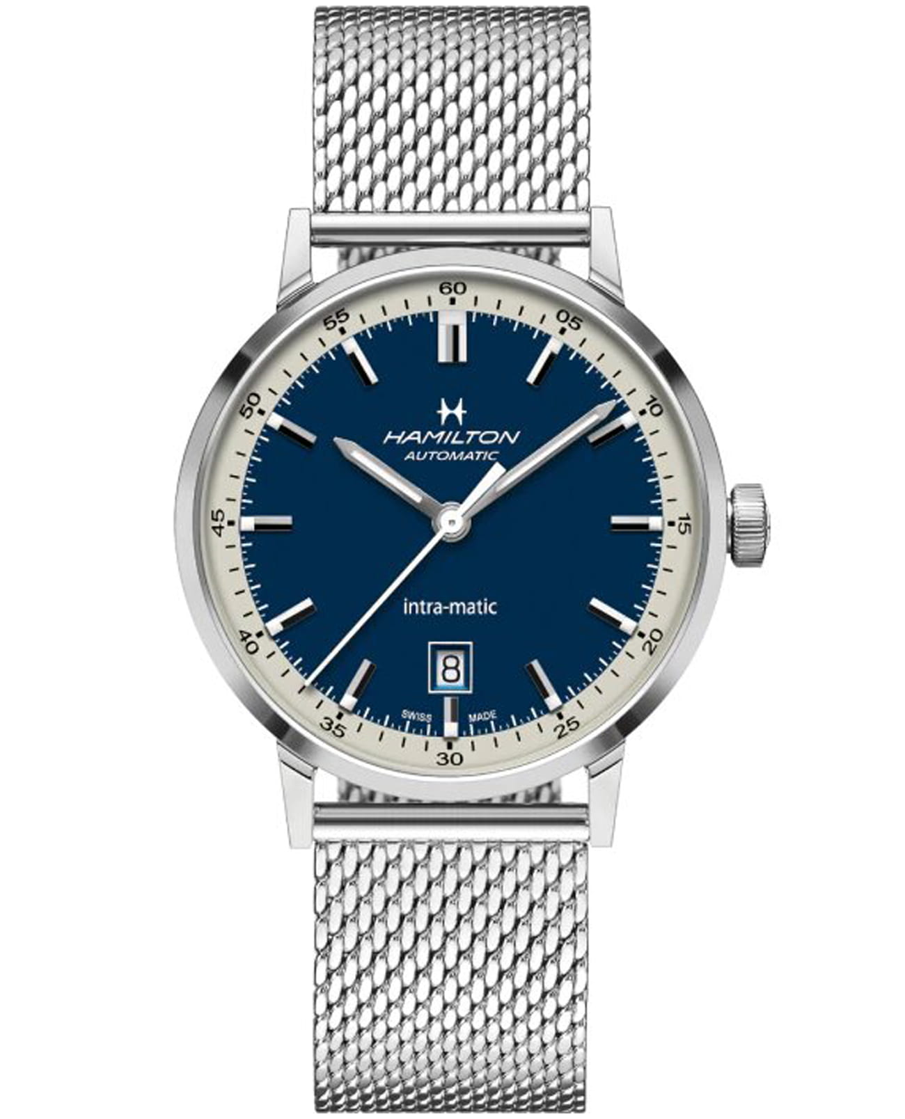 Hamilton Hamilton American Classic Intra-Matic Auto H38425140  H38425140 механические мужские часы  циферблат, браслет нержавеющая сталь — вид спереди