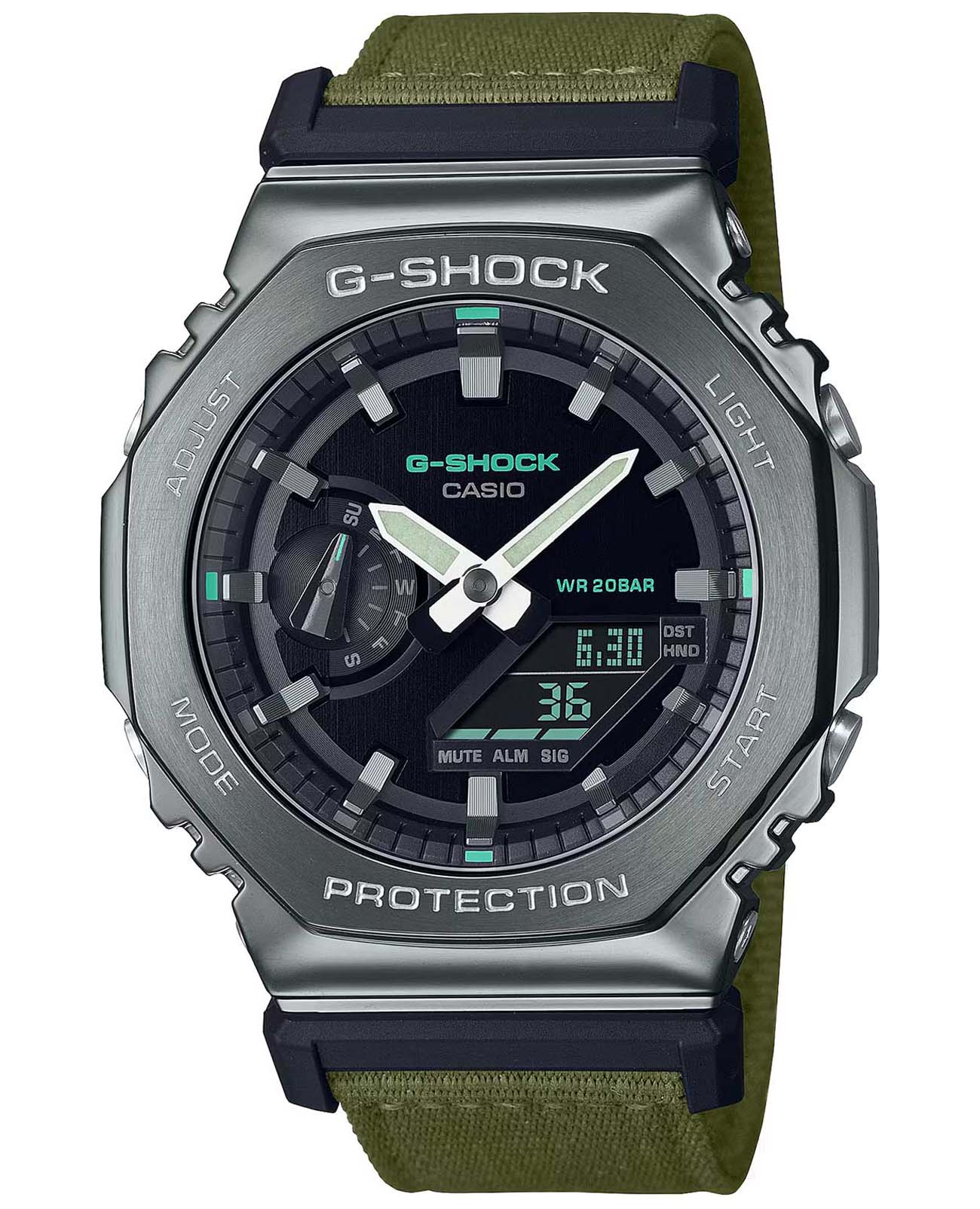 Casio Casio G-Shock GM-2100CB-3ADR (GM-2100CB-3AER) GM GM-2100CB-3A электронные мужские часы черный циферблат, браслет тканевый — вид спереди