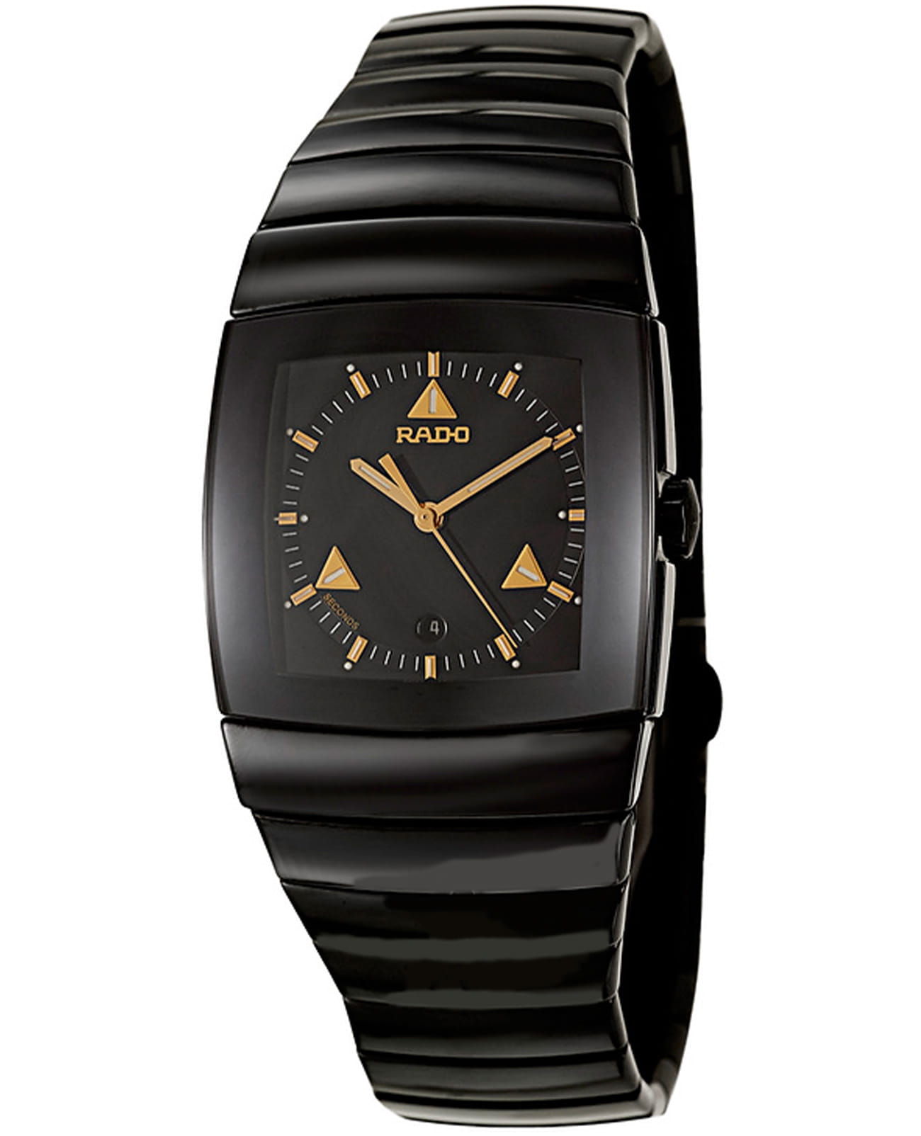 Rado Rado Sintra R13724172  R13724172 кварцевые мужские часы черный циферблат, браслет сталь + керамические вставки — вид спереди