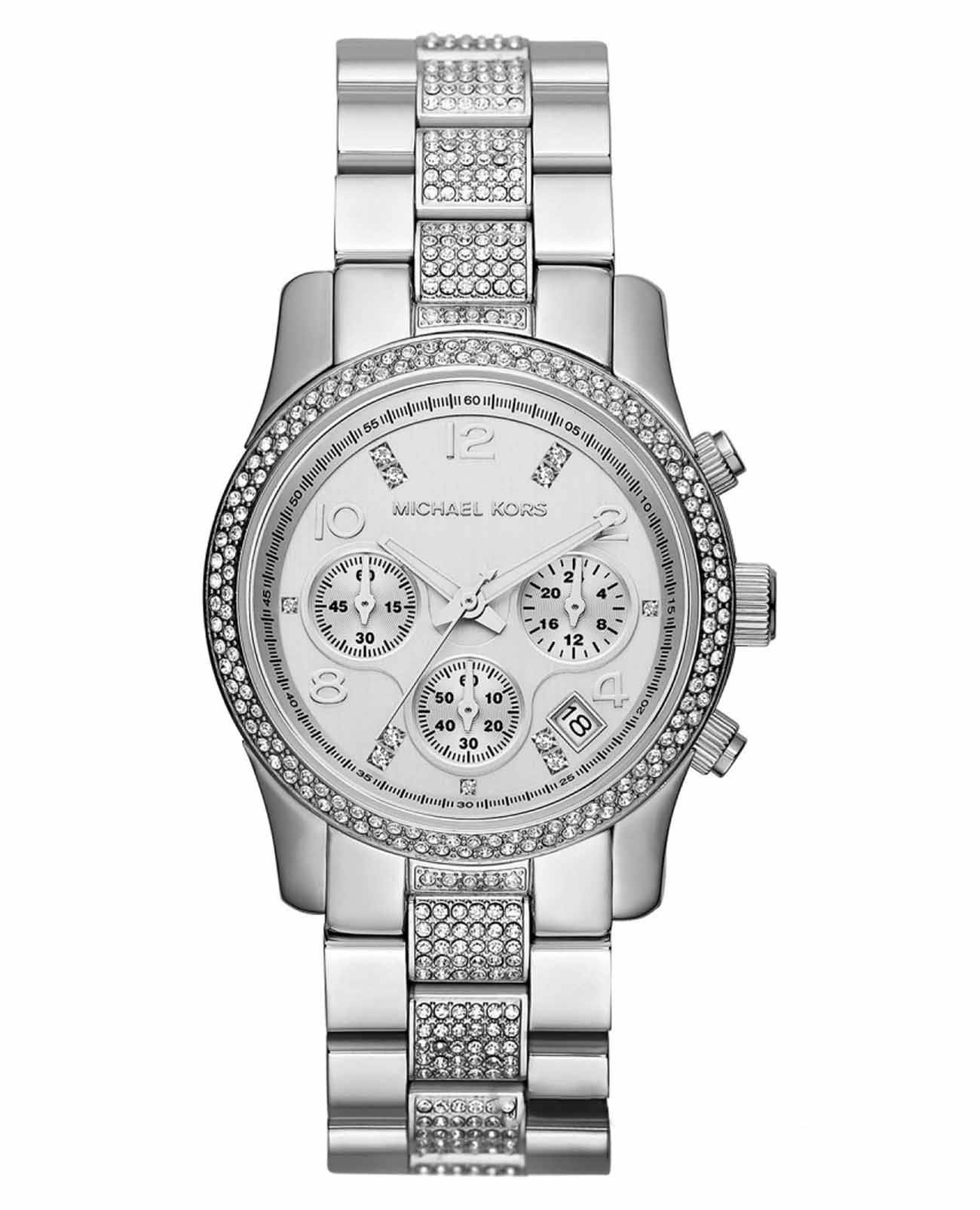 Michael Kors Michael Kors Runway MK5825  MK5825 кварцевые женские часы серебристый циферблат, браслет нержавеющая сталь — вид спереди