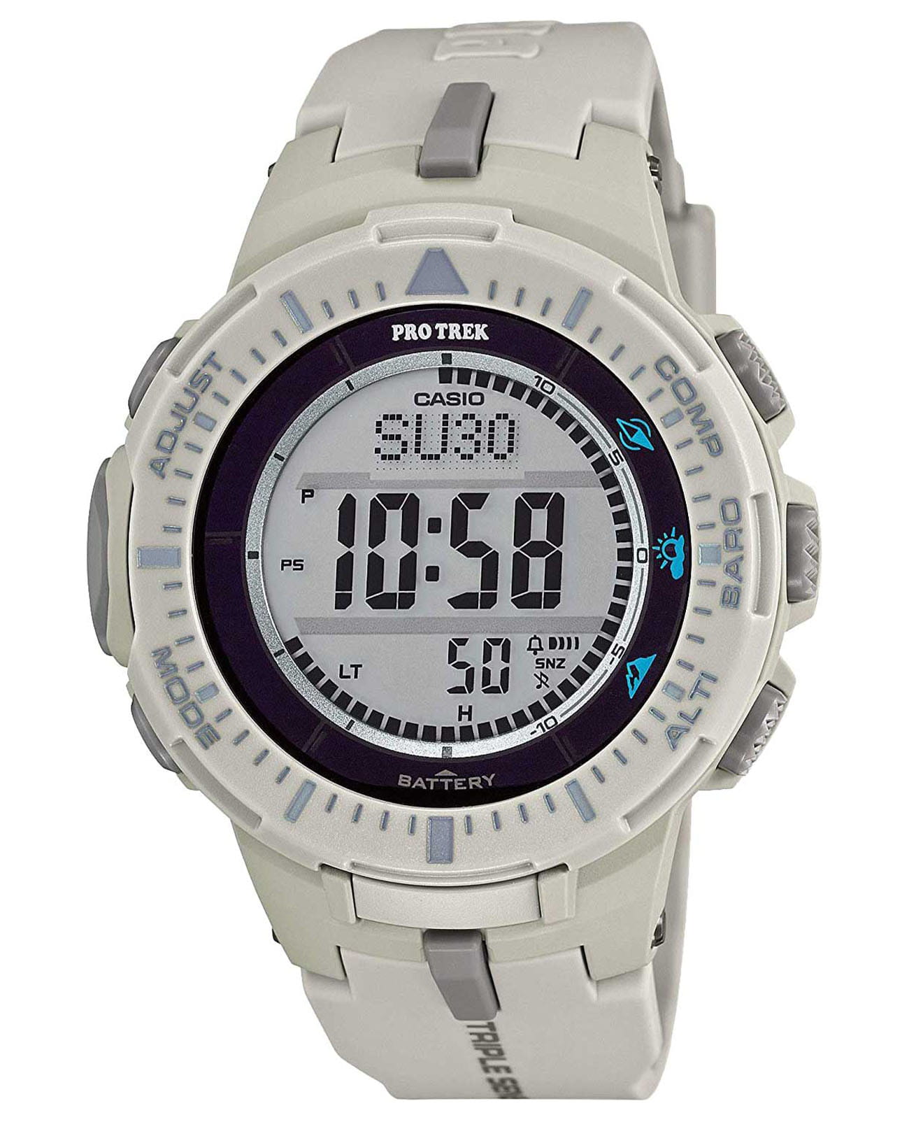 Casio Casio Pro Trek PRG-300-8E PRG PRG-300-8E кварцевые мужские часы черный циферблат, браслет пластик — вид спереди