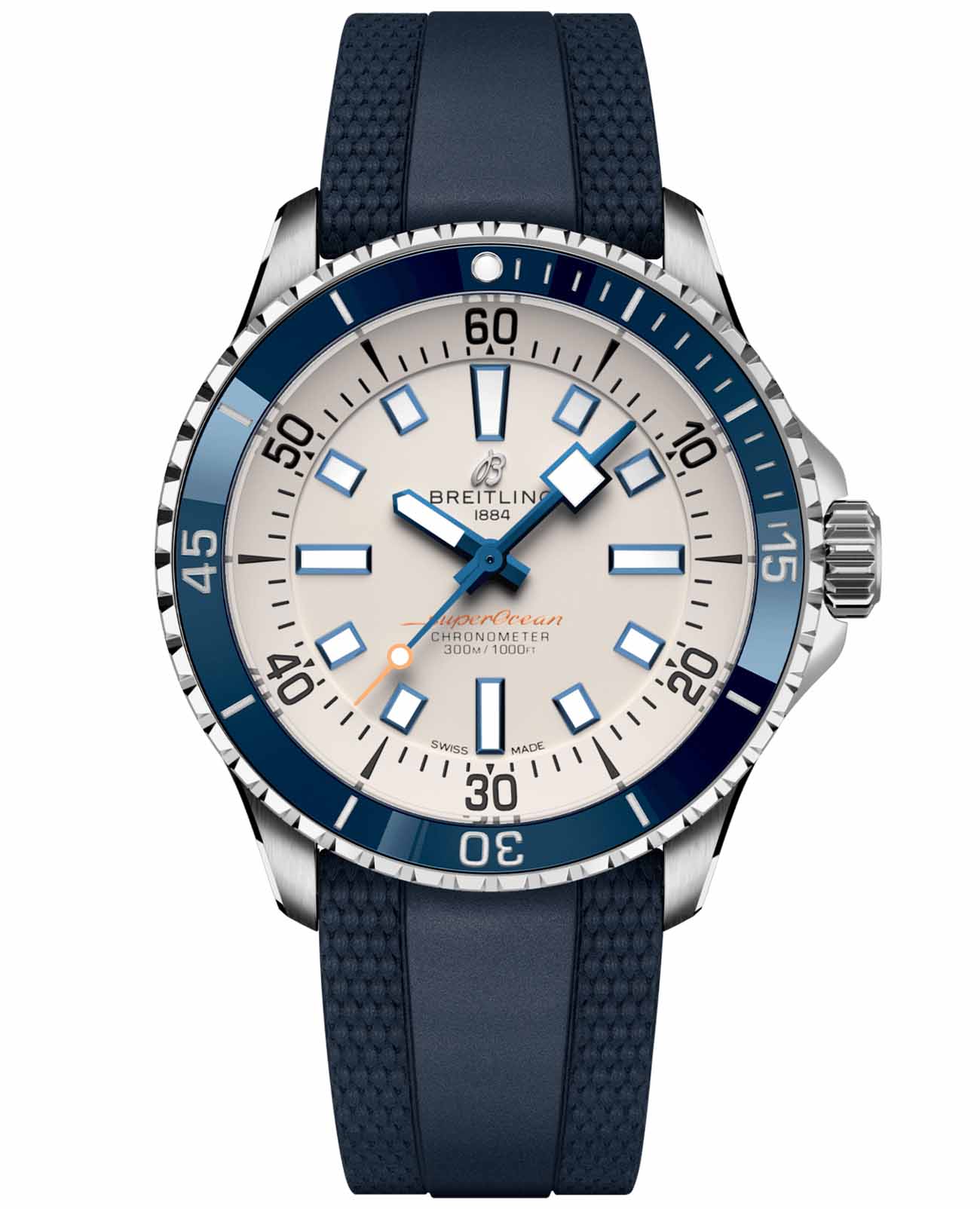 Breitling Breitling Superocean Automatic 42 A17375E71G1S1  A17375E71G1S1 механические мужские часы белый циферблат, браслет каучук — вид спереди