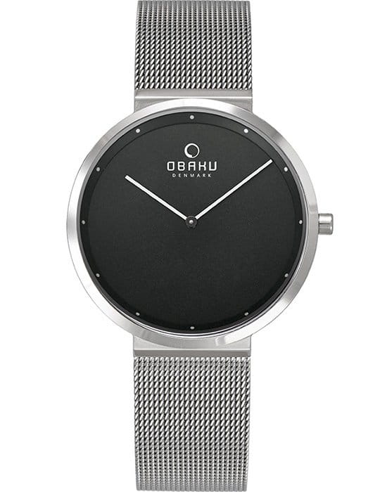 Obaku Obaku V230LXCBMC  V230LXCBMC кварцевые женские часы черный циферблат, браслет нержавеющая сталь — вид спереди