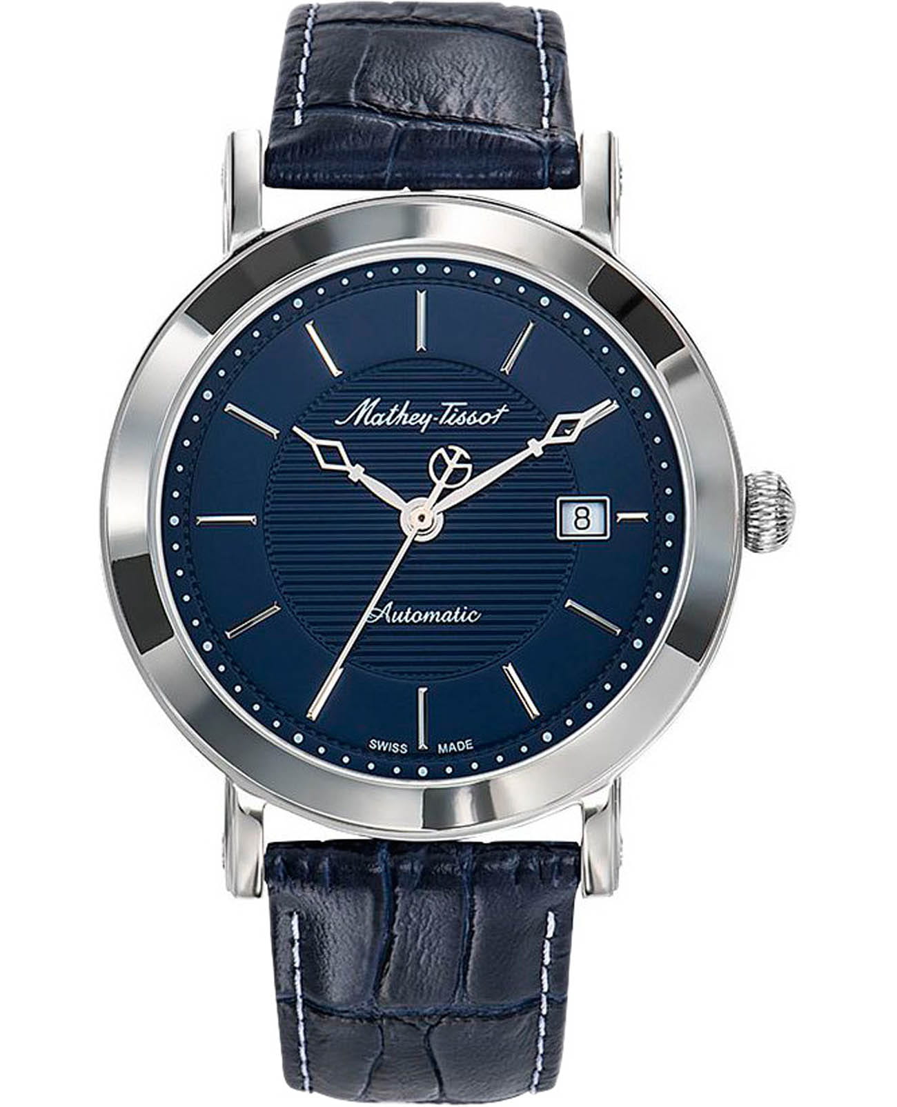 Mathey-Tissot Mathey-Tissot City Auto HB611251ATABU  HB611251ATABU механические мужские часы синий циферблат, браслет кожаный — вид спереди