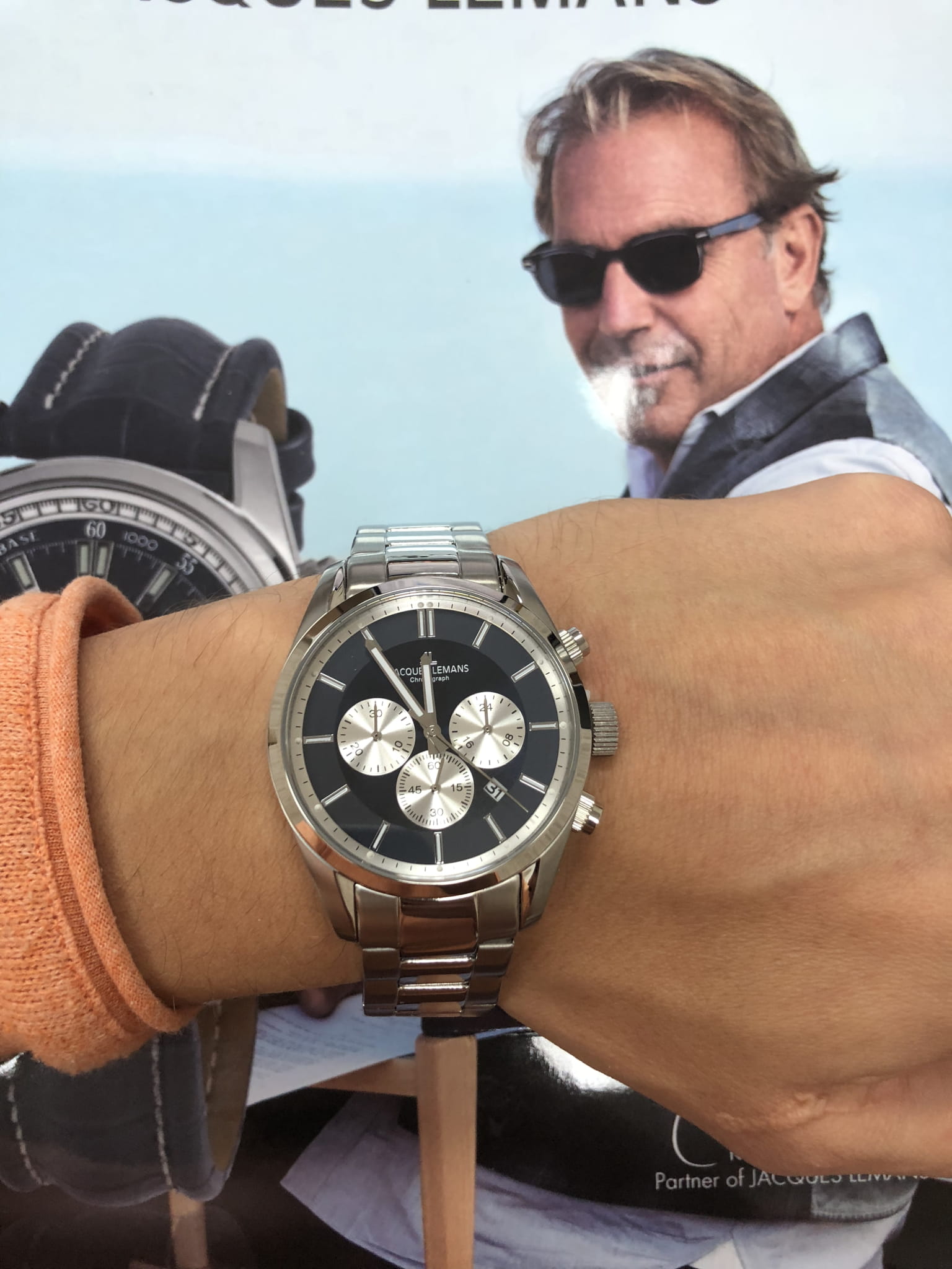 Jacques Lemans Jacques Lemans 42-6F мужские часы синий циферблат на запястье