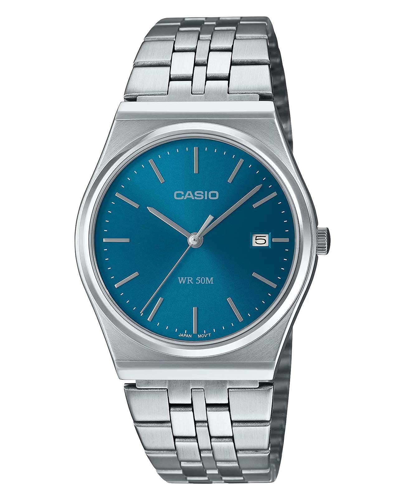 Casio Casio Collection MTP-B145D-2A2  MTP-B145D-2A2 кварцевые мужские часы бирюзовый циферблат, браслет нержавеющая сталь — вид спереди