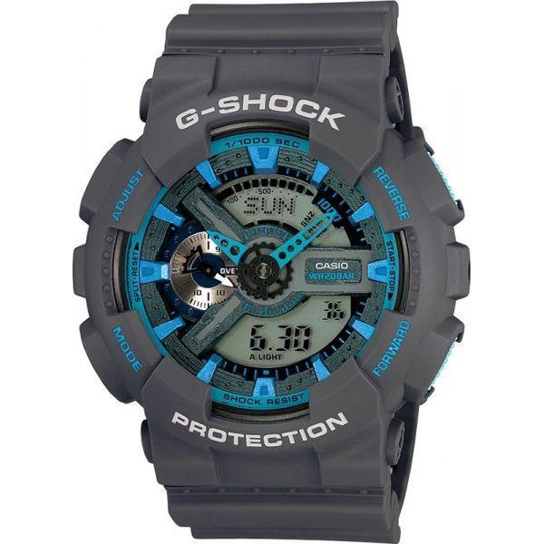 Casio Casio G-Shock GA-110TS-8A2 GA-110 GA-110TS-8A2 электронные мужские часы серый циферблат, браслет пластик — вид спереди