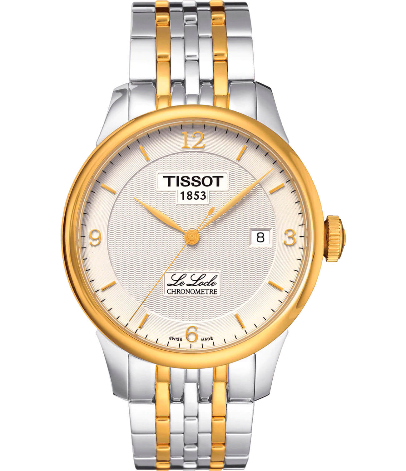 Tissot Tissot Le Locle Automatic COSC T006.408.22.037.00 Le Locle Automatic T0064082203700 механические мужские часы белый циферблат, браслет сталь c pvd покрытием — вид спереди