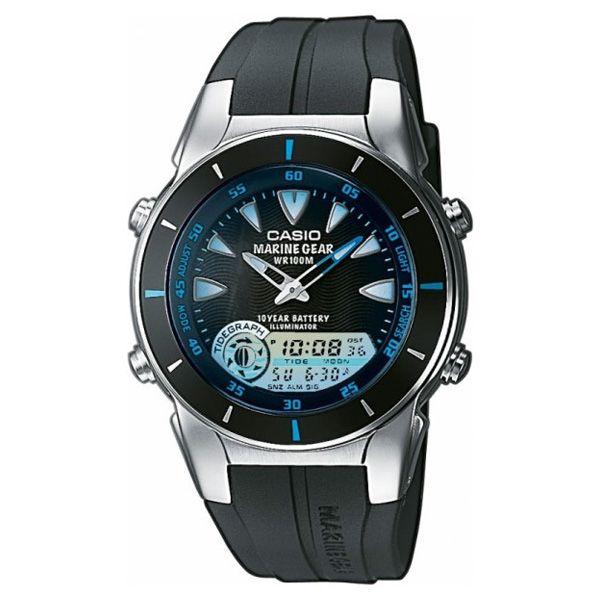 Casio Casio Illuminator MRP-700-1A  MRP-700-1A автокварц (кинетик) мужские часы черный циферблат, браслет  — вид спереди
