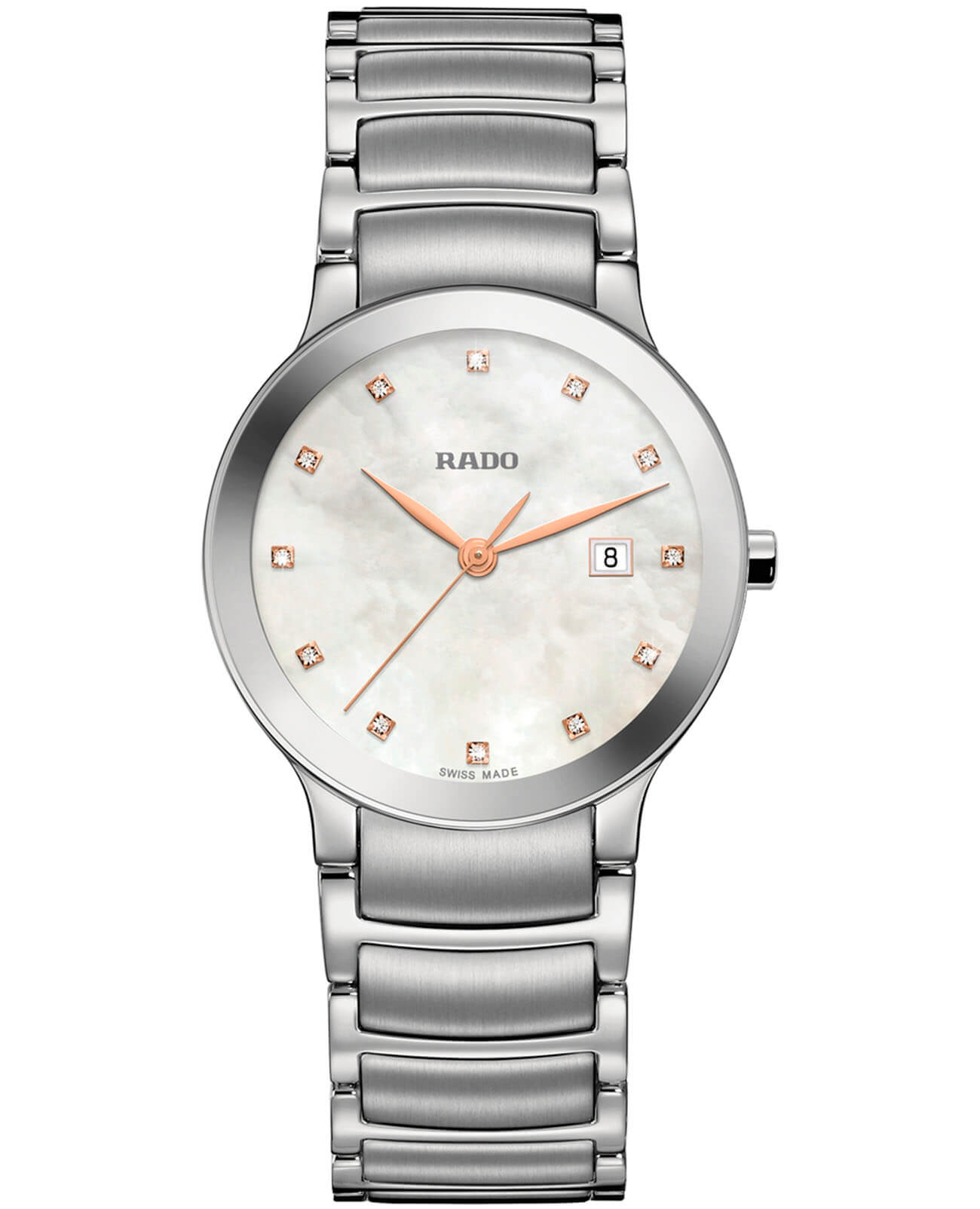 Rado Rado Centrix Diamonds R30928913  R30928913 кварцевые женские часы перламутровый циферблат, браслет нержавеющая сталь — вид спереди