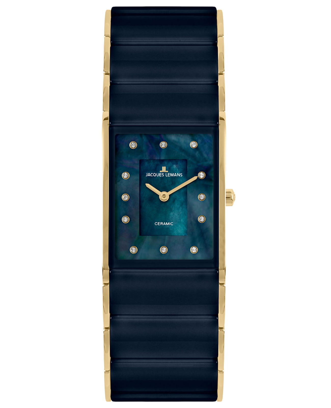 Jacques Lemans Jacques Lemans High Tech Ceramic 1-1940L  1-1940L кварцевые женские часы перламутровый циферблат, браслет сталь + керамические вставки — вид спереди