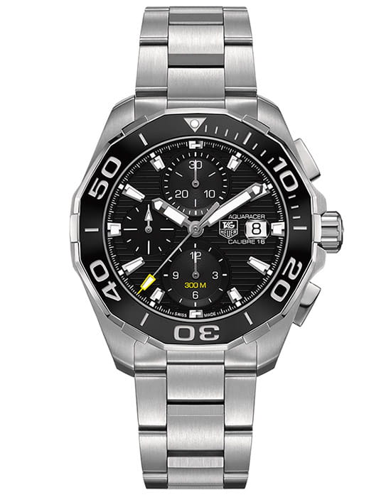 TAG Heuer TAG Heuer Aquaracer CAY211A.BA0927  CAY211A.BA0927 механические мужские часы черный циферблат, браслет нержавеющая сталь — вид спереди