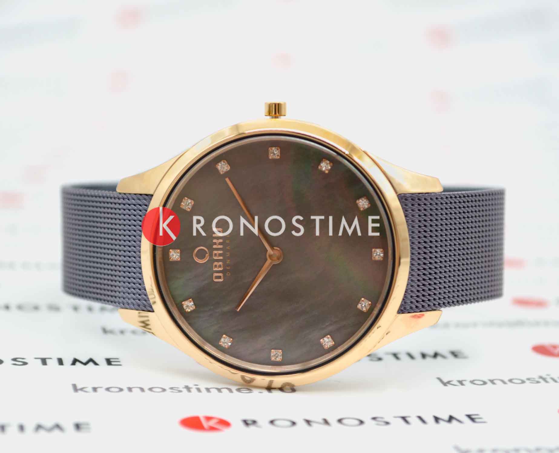 Obaku Obaku Fin Walnut V217LXVNMN,  дания женские часы на браслете сталь с ip покрытием боковой вид