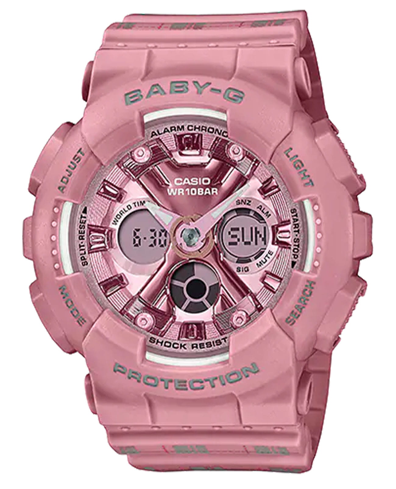 Casio Casio Baby-G BA-130SP-4A  BA-130SP-4A кварцевые женские часы розовый циферблат, браслет пластик — вид спереди
