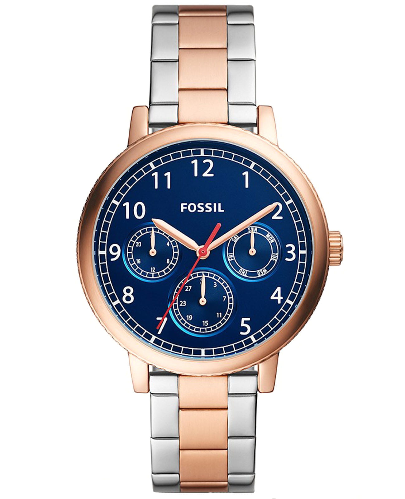 Fossil Fossil Airlift BQ2632  BQ2632 кварцевые мужские часы синий циферблат, браслет нержавеющая сталь с ip-покрытием — вид спереди