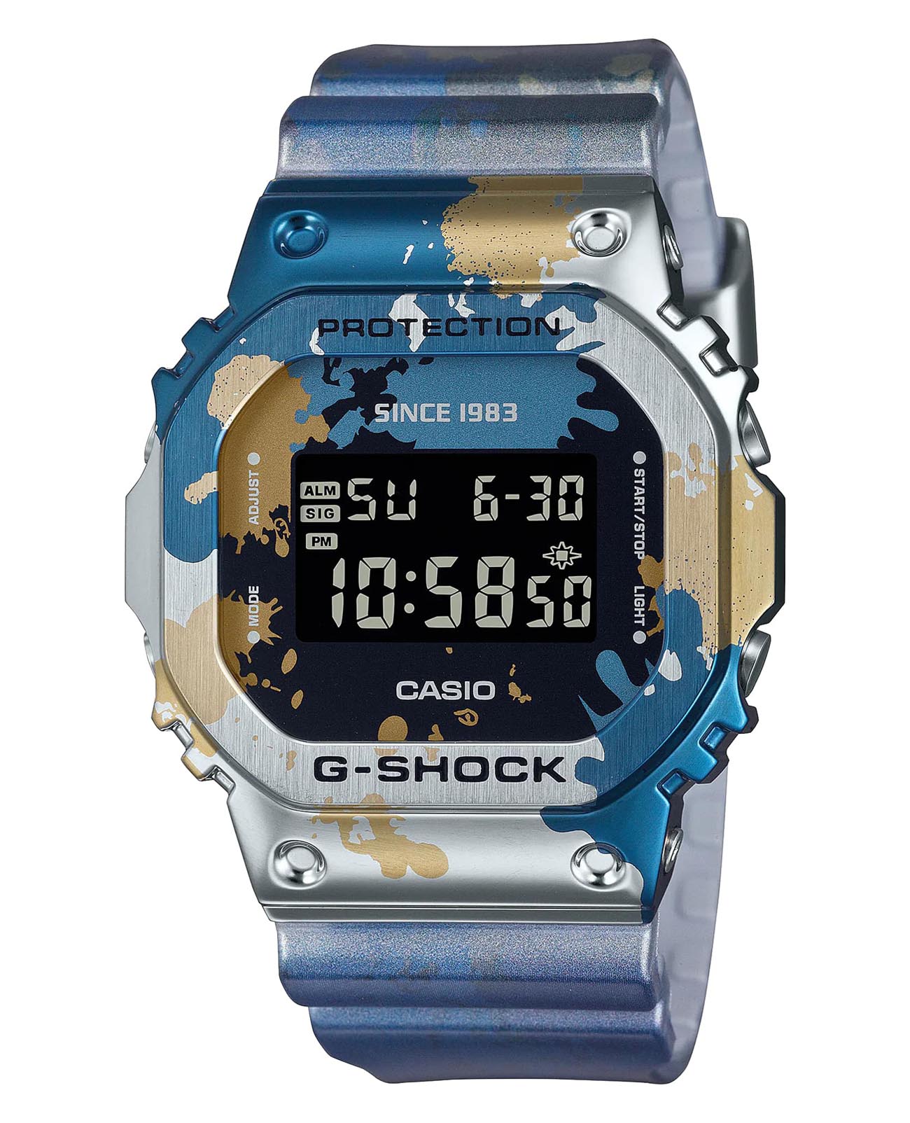 Casio Casio G-Shock GM-5600SS-1DR (GM-5600SS-1) GM GM-5600SS-1 электронные мужские часы  циферблат, браслет полимер — вид спереди
