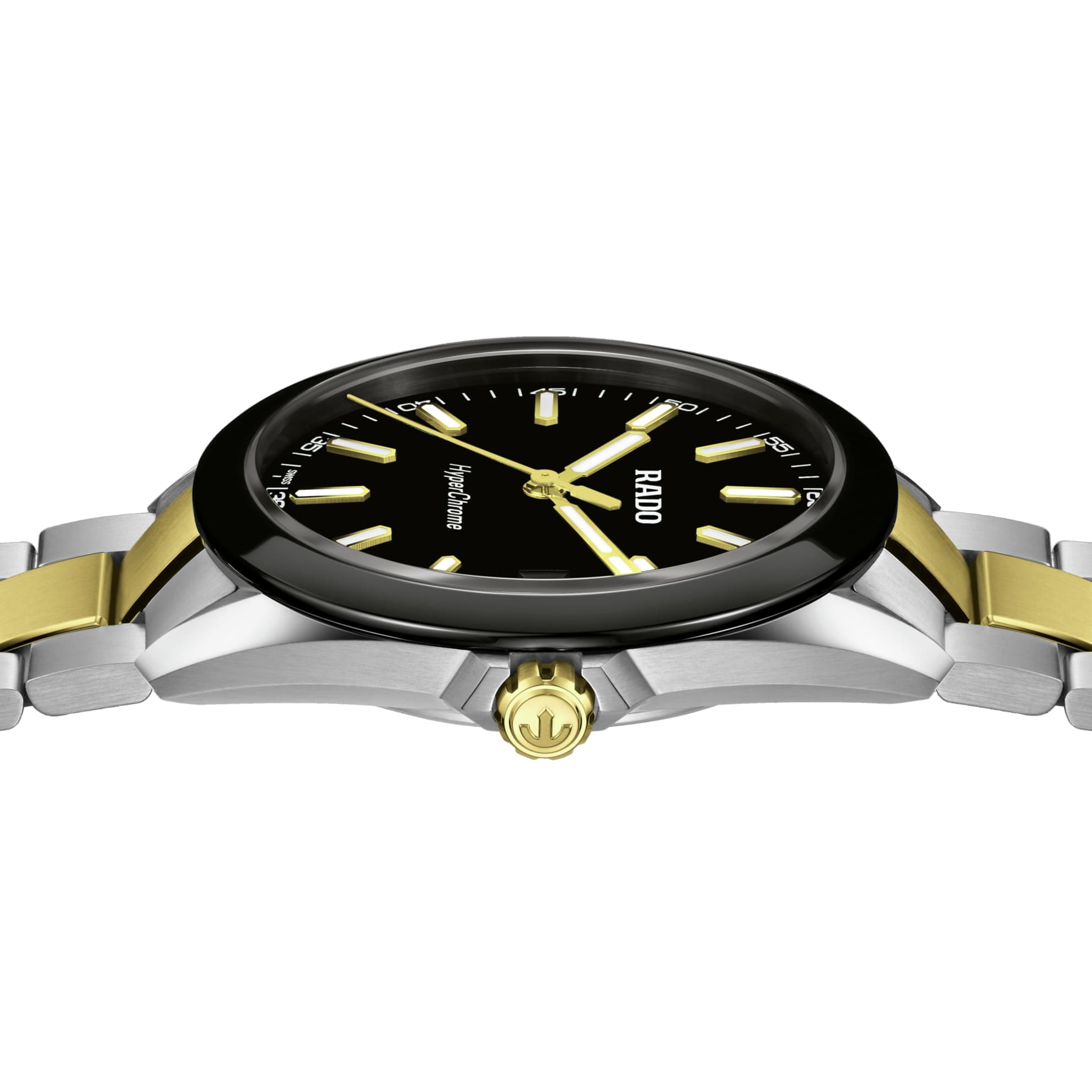 Rado Rado Hyperchrome R32280153, hyperchrome швейцария мужские часы на браслете нержавеющая сталь с pvd-покрытием боковой вид