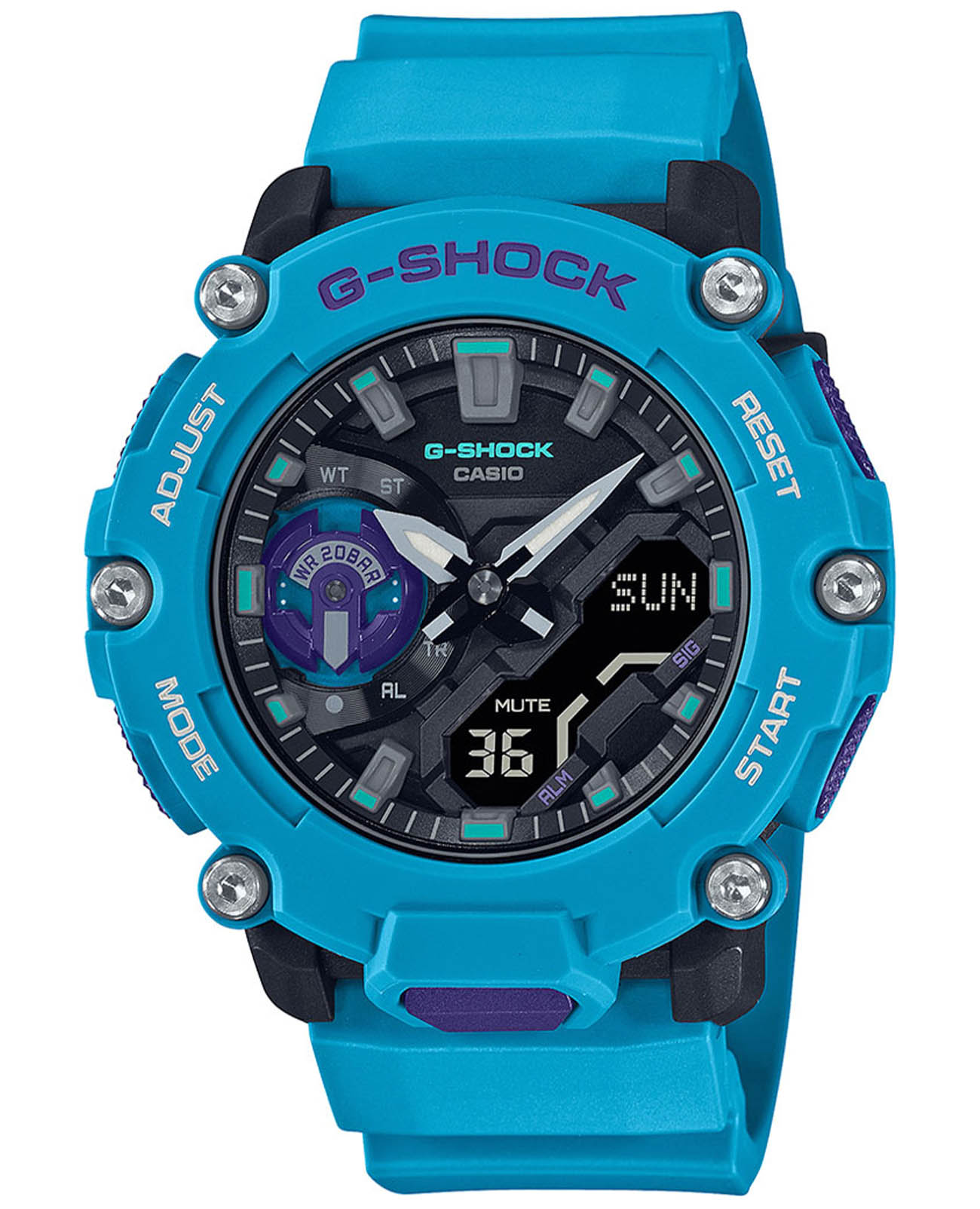 Casio Casio G-Shock GA-2200-2ADR (GA-2200-2A) GA GA-2200-2A электронные мужские часы черный циферблат, браслет полимер — вид спереди