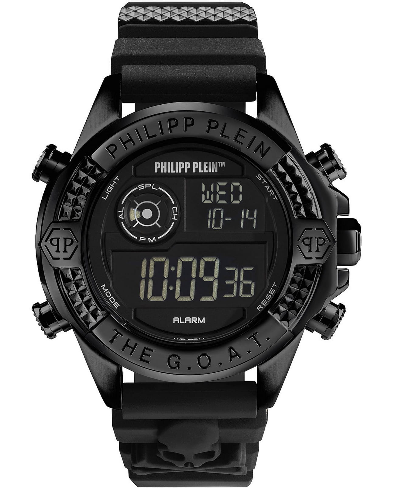 Philipp Plein Philipp Plein The G.O.A.T. PWFAA0221  PWFAA0221 кварцевые мужские часы черный циферблат, браслет силикон — вид спереди