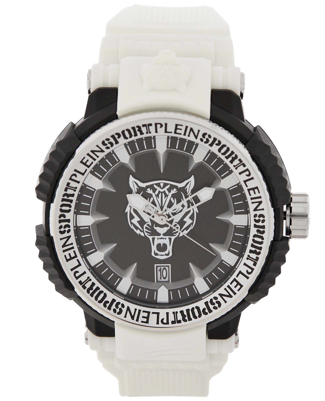 Plein Sport Plein Sport Tiger Power PSEDA0224  PSEDA0224 кварцевые мужские часы белый циферблат, браслет силикон — вид спереди