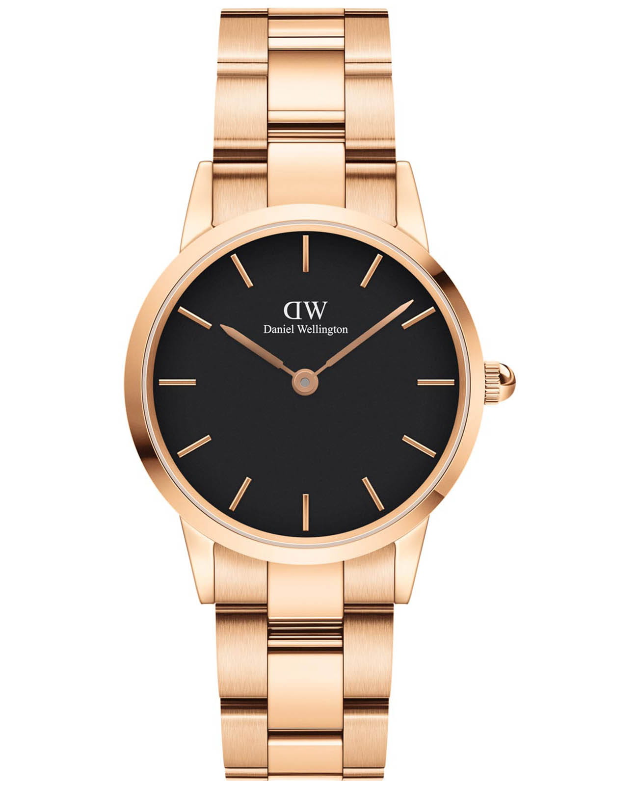 Daniel Wellington Daniel Wellington Iconic Link DW00100214  DW00100214 кварцевые женские часы черный циферблат, браслет сталь c pvd покрытием — вид спереди