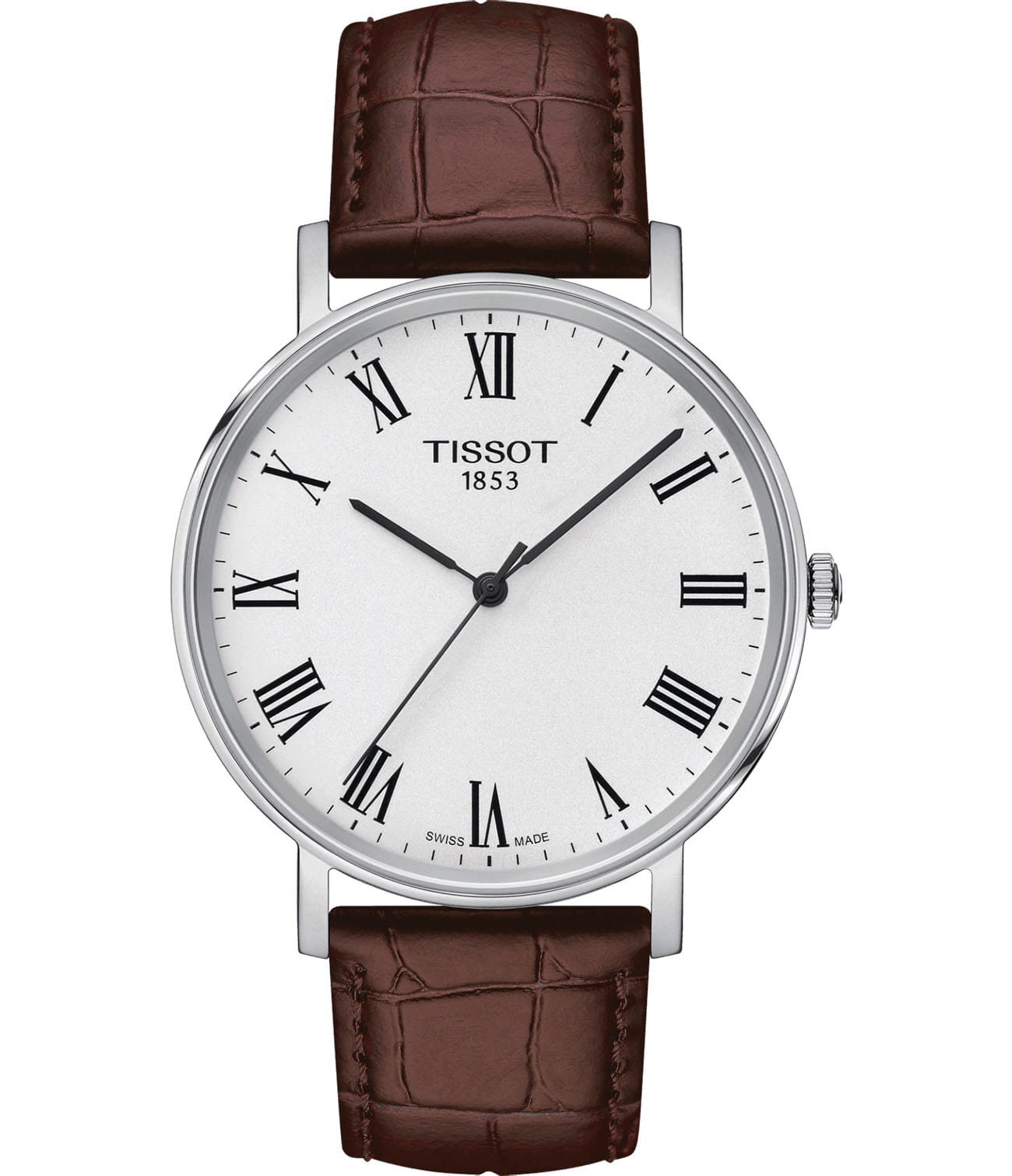 Tissot Tissot Everytime Medium T109.410.16.033.00 Everytime T1094101603300 кварцевые мужские часы белый циферблат, браслет кожаный — вид спереди