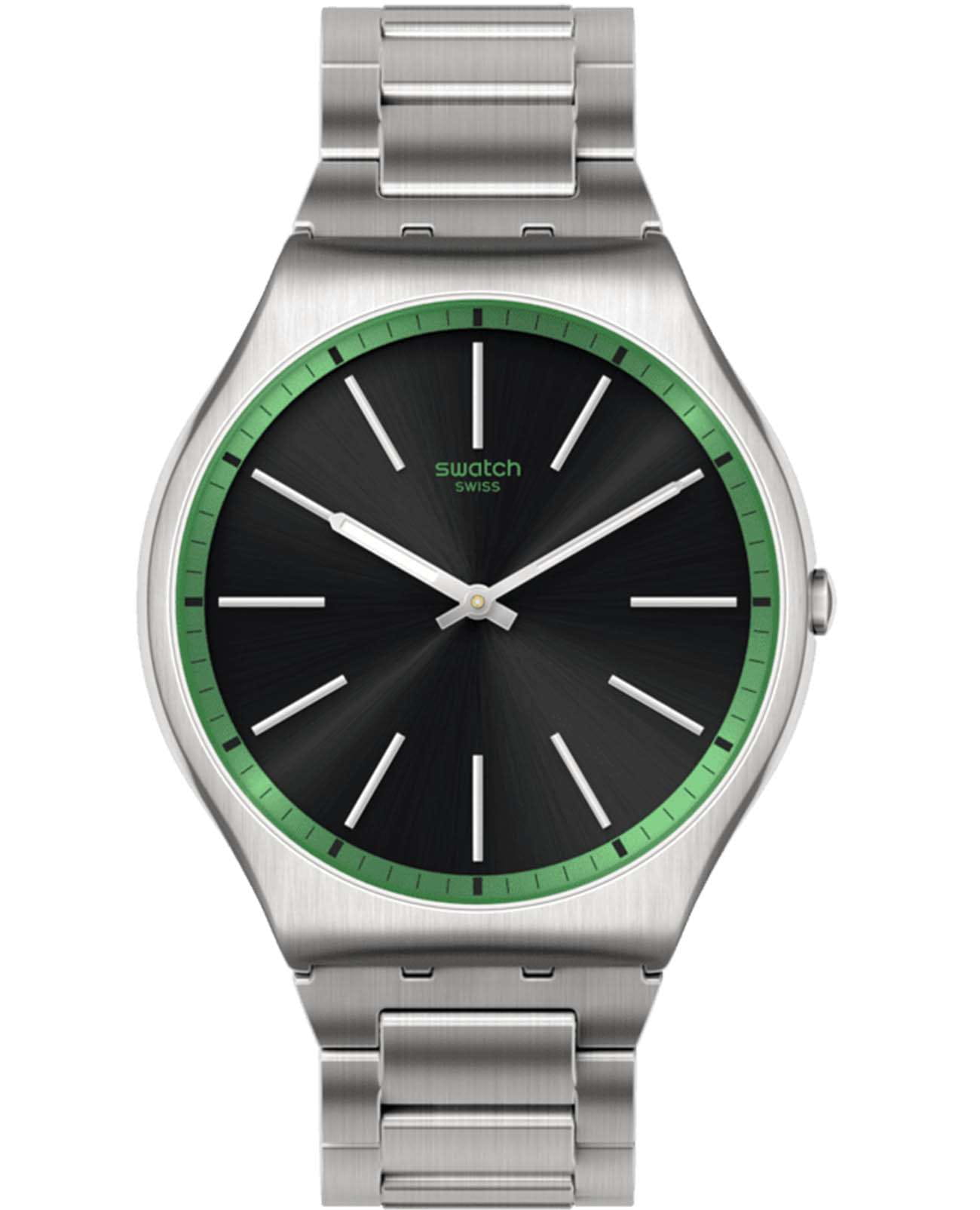 Swatch Swatch Skin Irony 42 SS07S128G  SS07S128G кварцевые женские часы черный циферблат, браслет нержавеющая сталь — вид спереди