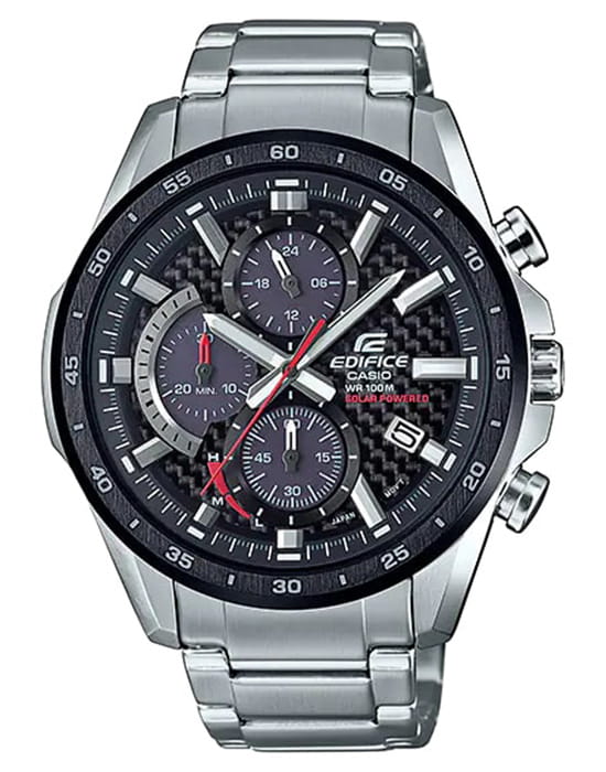 Casio Casio Edifice EQS-900DB-1AVUDF (EQS-900DB-1A) EQS EQS-900DB-1A кварцевые мужские часы черный циферблат, браслет нержавеющая сталь — вид спереди