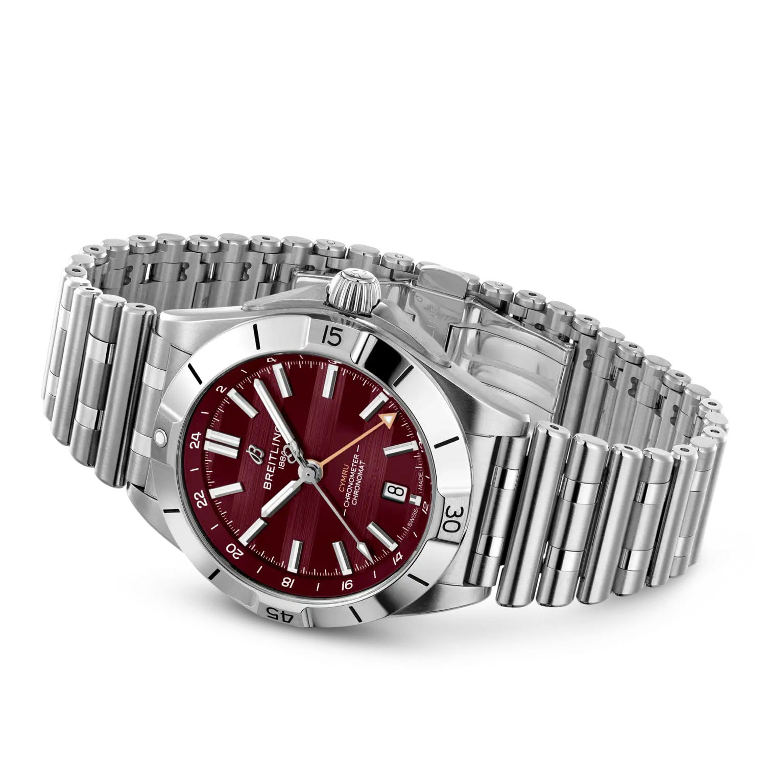Breitling Breitling Chronomat Automatic GMT 40 A323988B1K1A1, chronomat швейцария мужские часы на браслете нержавеющая сталь боковой вид