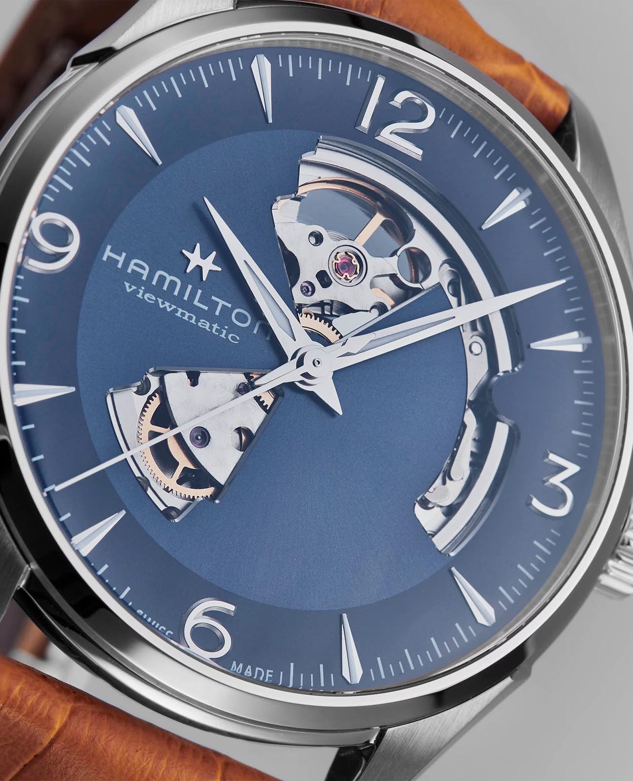 Hamilton Hamilton Jazzmaster Open Heart Auto H32705541, jazzmaster швейцария женские часы на браслете кожаный боковой вид