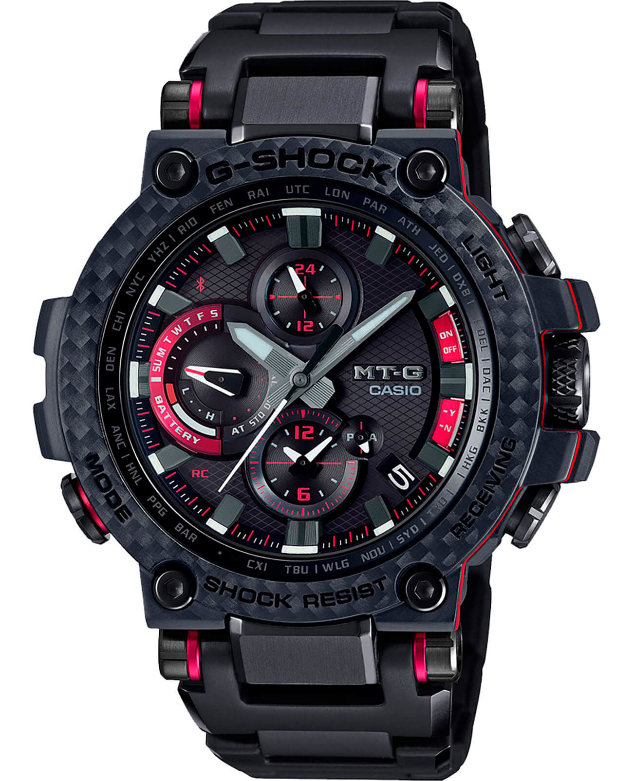 Casio Casio G-Shock Premium MTG-B1000XBD-1A MTG MTG-B1000XBD-1AER электронные мужские часы черный циферблат, браслет сталь + полимер — вид спереди