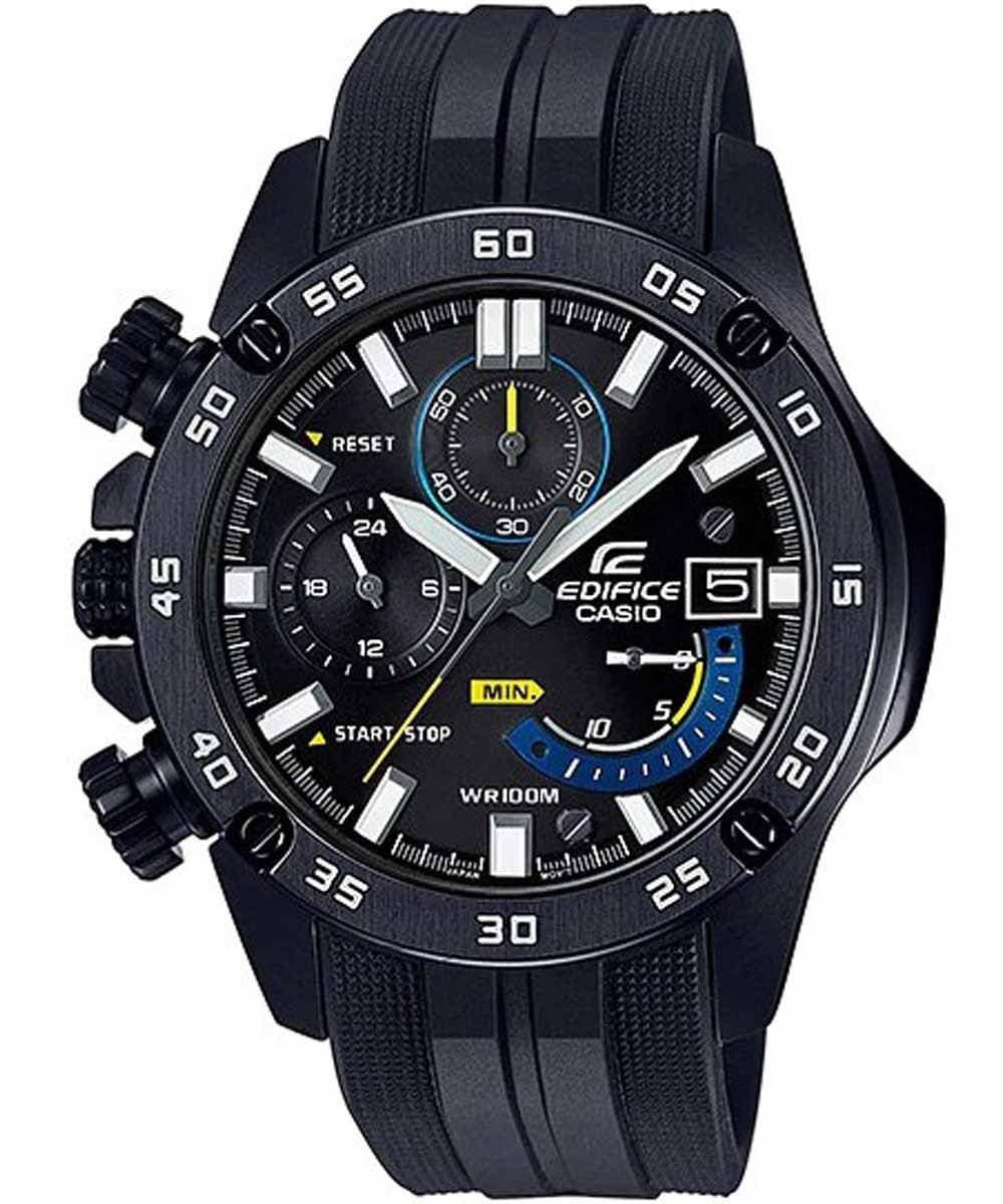 Casio Casio Edifice EFR-558BP-1A EFR EFR-558BP-1A кварцевые мужские часы черный циферблат, браслет  — вид спереди