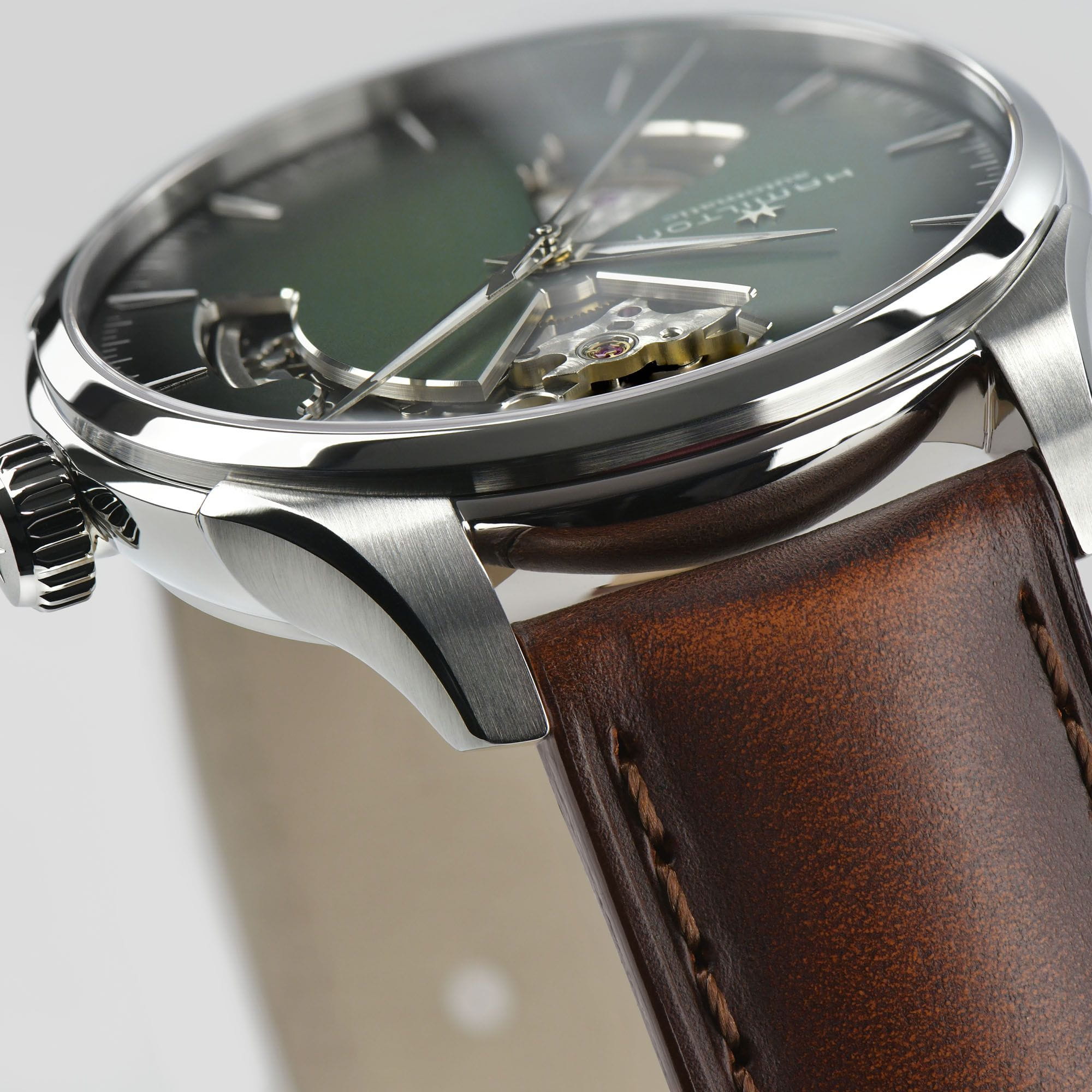 Hamilton Hamilton Jazzmaster Open Heart Auto H32675560 швейцария наручные мужские часы заводная головка с логотипом Hamilton