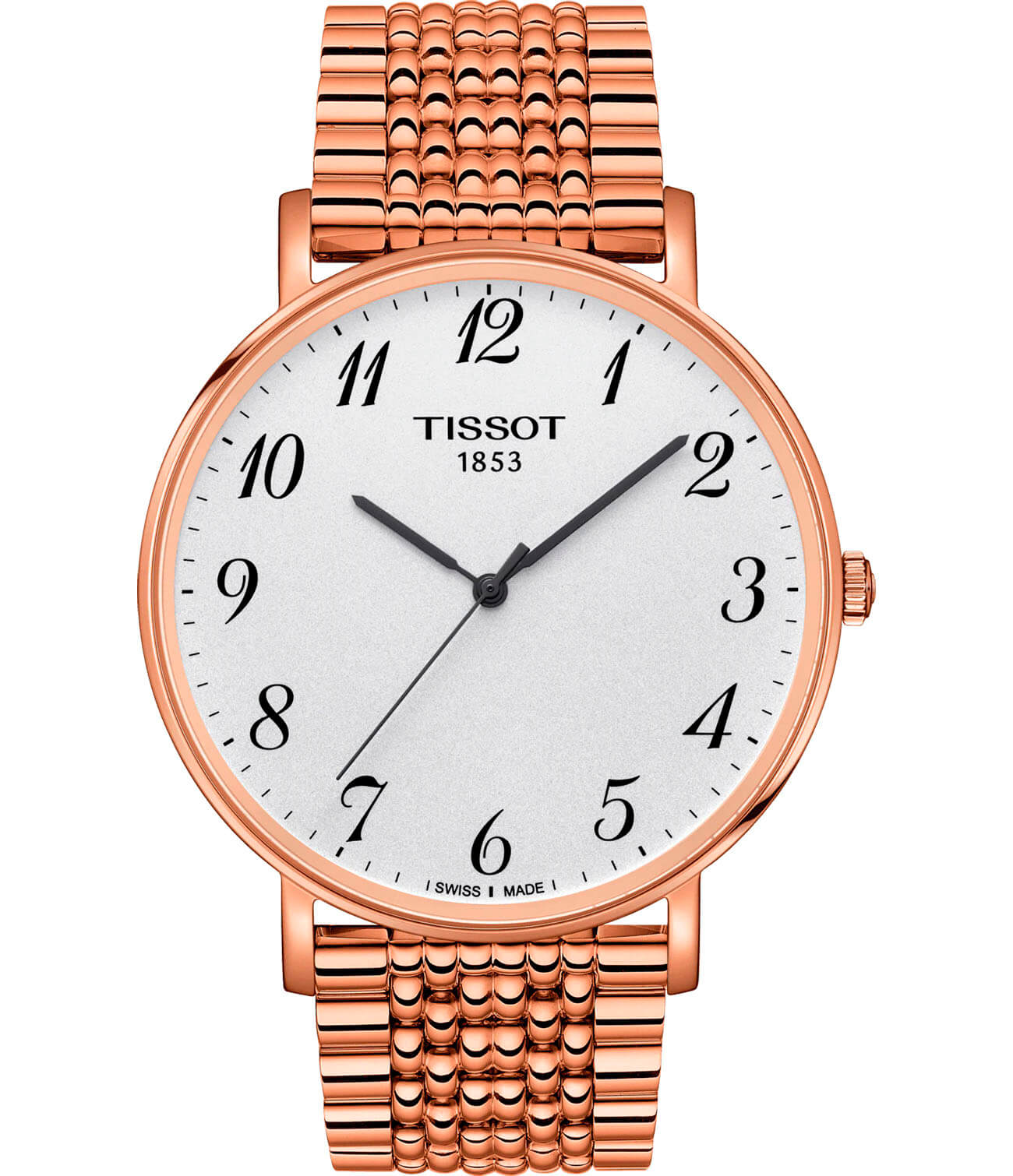 Tissot Tissot Everytime Large T109.610.33.032.00 Everytime T1096103303200 кварцевые мужские часы белый циферблат, браслет сталь c pvd покрытием — вид спереди