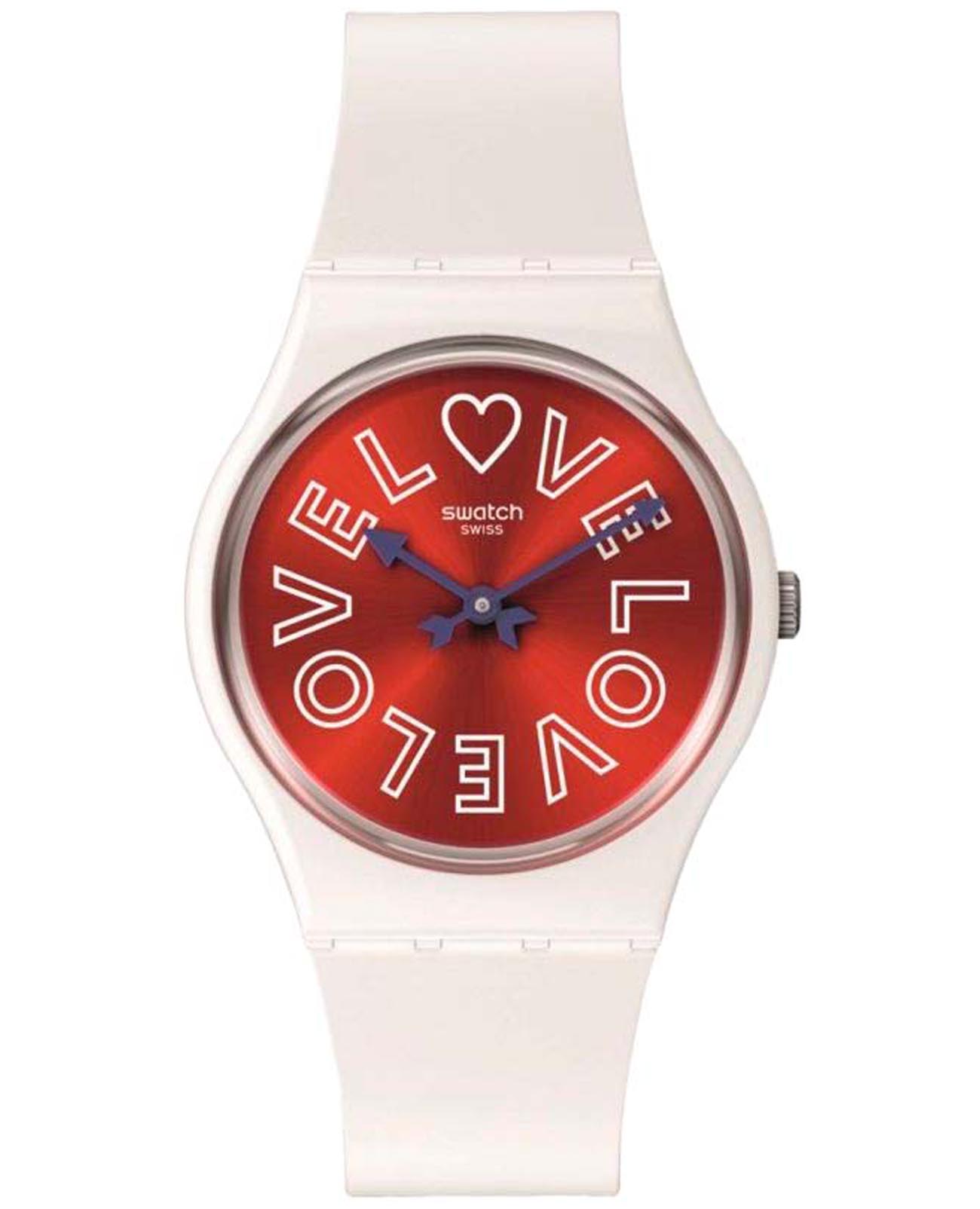 Swatch Swatch Gent Biosourced Standart SO28W109  SO28W109 кварцевые женские часы красный циферблат, браслет силикон — вид спереди