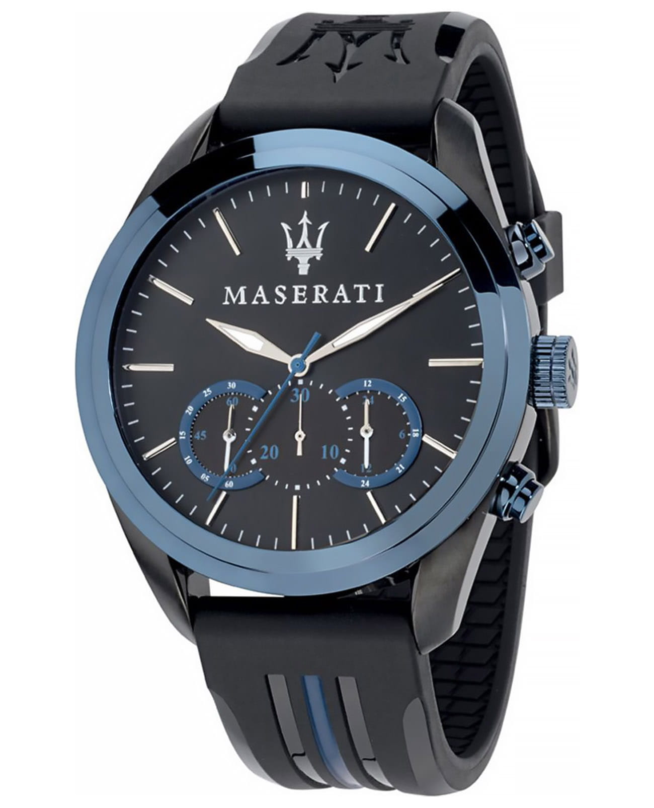 Maserati Maserati Traguardo R8871612006  R8871612006 кварцевые мужские часы черный циферблат, браслет силикон — вид спереди