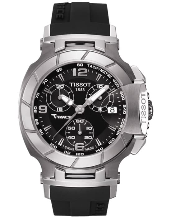 Tissot Tissot T-Sport T-Race Quartz Chronograph T048.217.17.057.00 T Race T0482171705700 кварцевые женские часы черный циферблат, браслет карбон + полимер — вид спереди