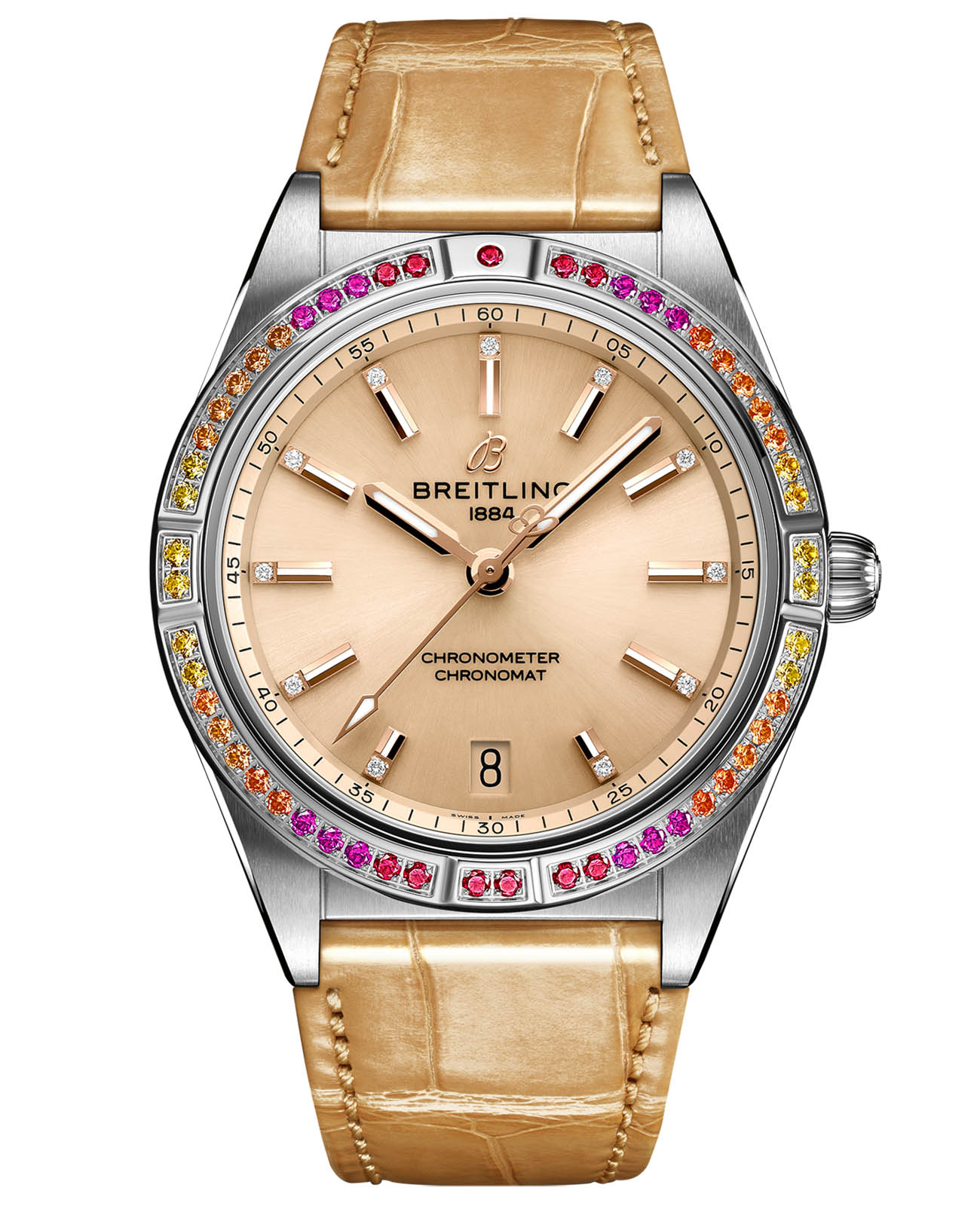 Breitling Breitling Chronomat Automatic 36 South Sea  A10380611A1P1  A10380611A1P1 механические женские часы бежевый циферблат, браслет кожаный — вид спереди