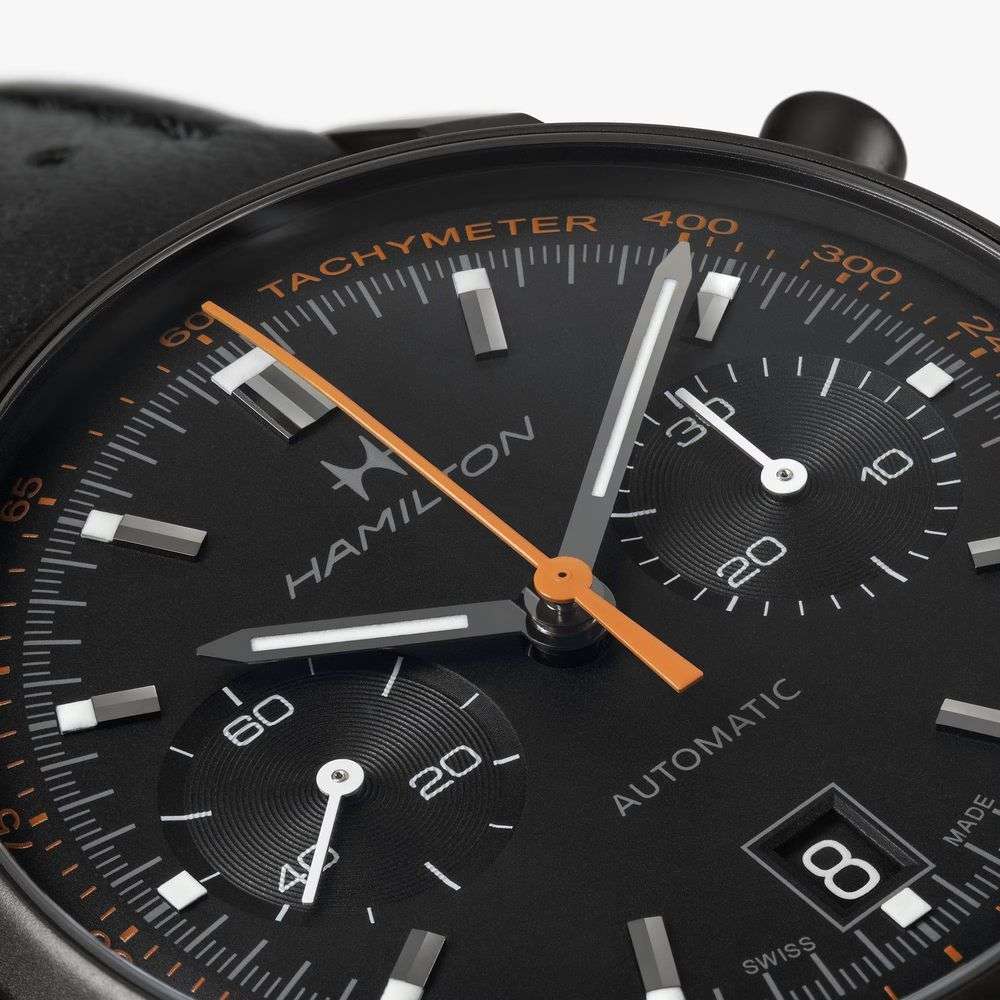 Оригинальные часы Hamilton Hamilton American Classic Intra-matic Autochrono Full Black H38446732 механические калибр механизма h-31 общий вид