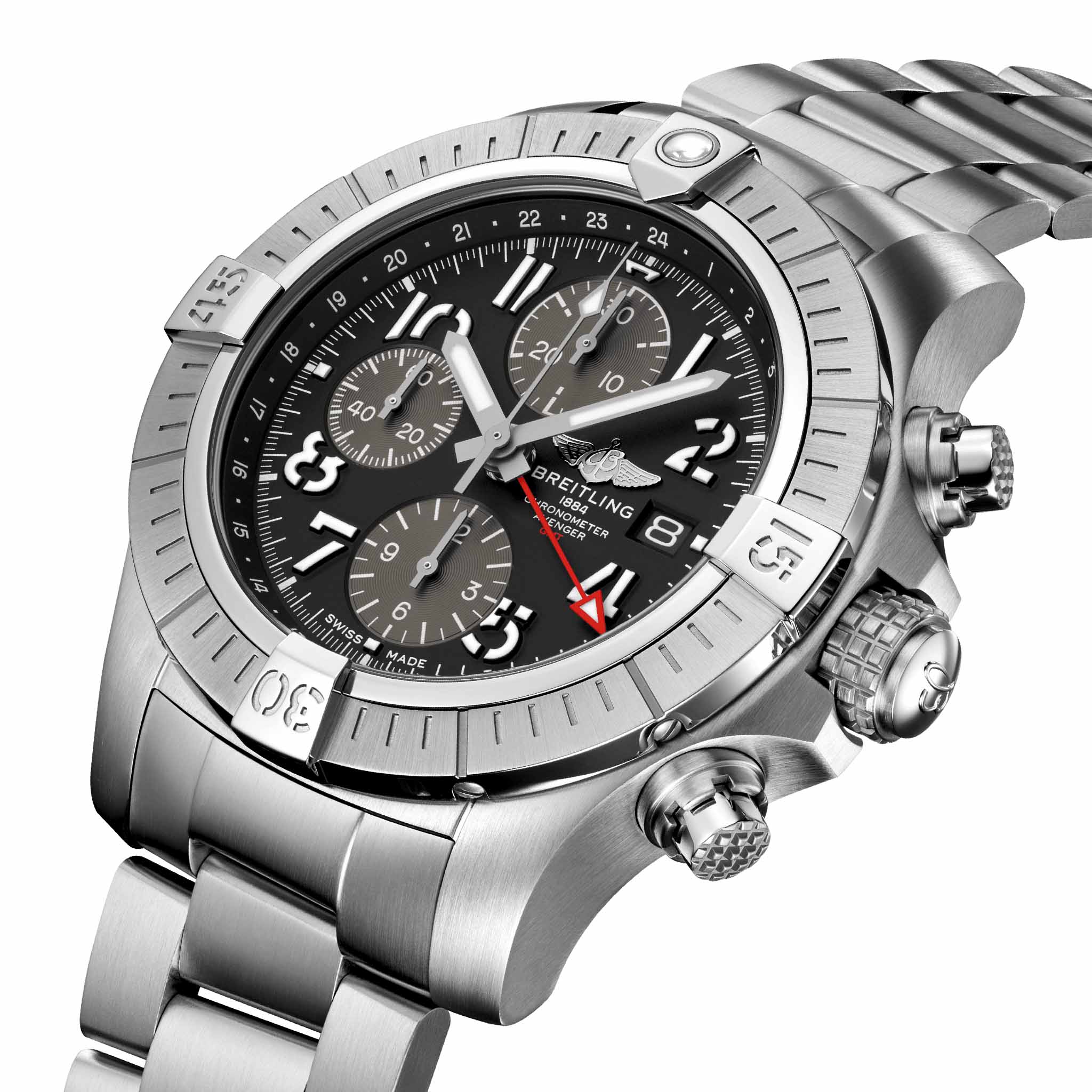 Breitling Breitling Avenger Chronograph GMT 45 A24315101B1A1 , наручные мужские часы фото под углом